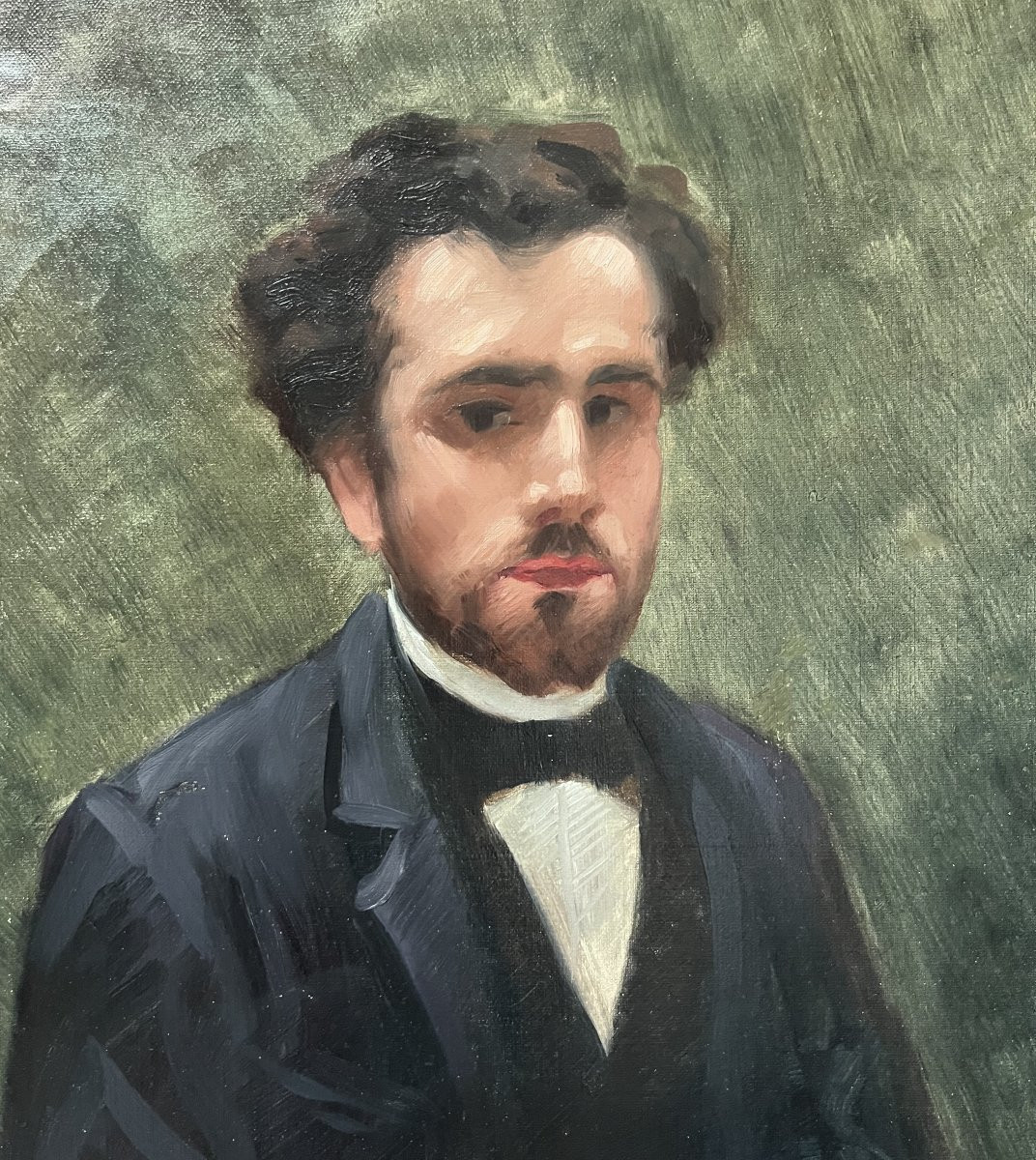 école Française Du XIXe Siècle,  Portrait d'Un Jeune Homme, 1891 Huile Sur Toile-photo-2