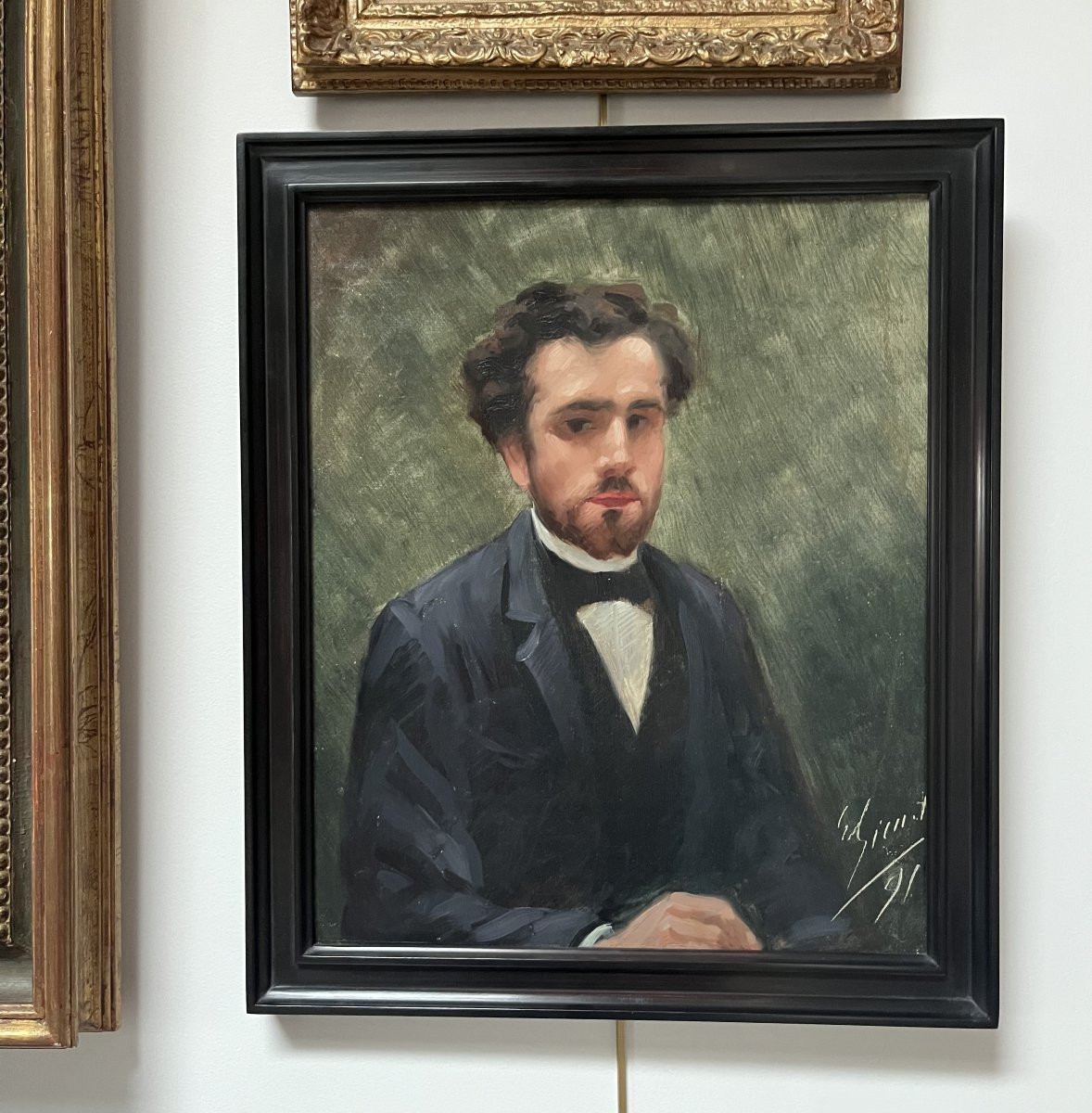 école Française Du XIXe Siècle,  Portrait d'Un Jeune Homme, 1891 Huile Sur Toile-photo-3