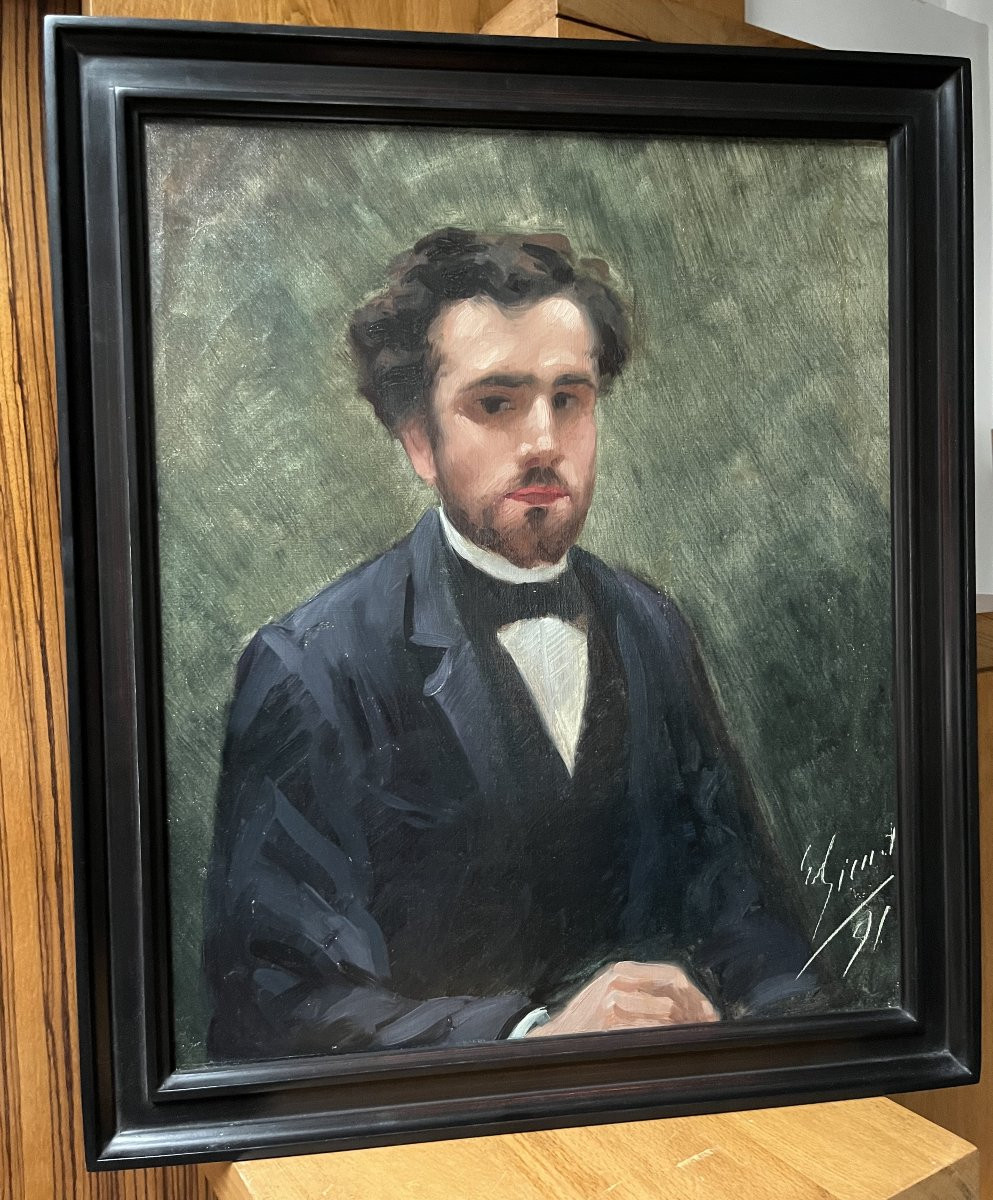 école Française Du XIXe Siècle,  Portrait d'Un Jeune Homme, 1891 Huile Sur Toile-photo-7