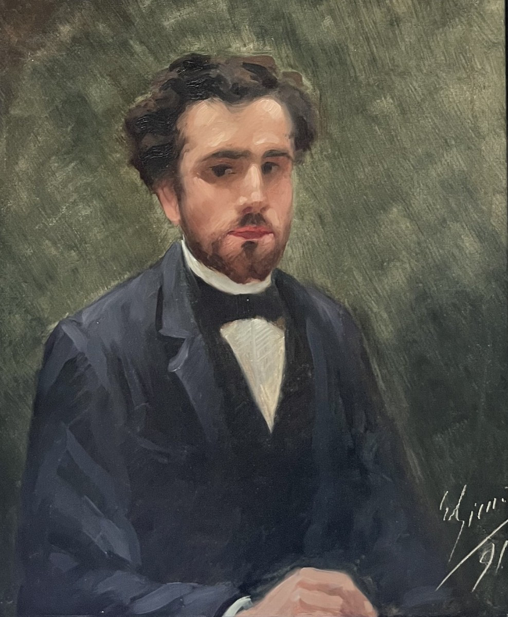 école Française Du XIXe Siècle,  Portrait d'Un Jeune Homme, 1891 Huile Sur Toile