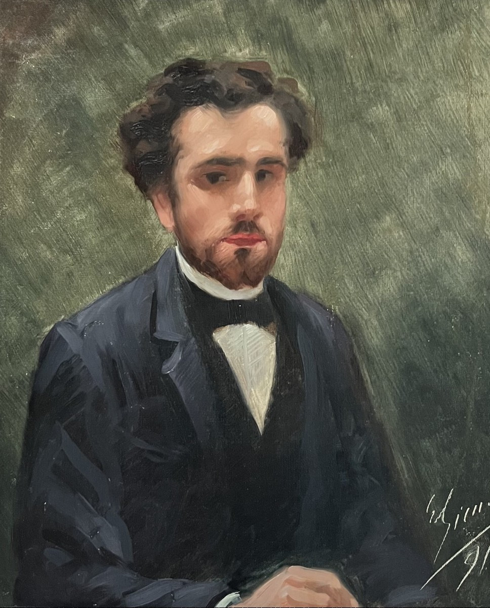 école Française Du XIXe Siècle,  Portrait d'Un Jeune Homme, 1891 Huile Sur Toile