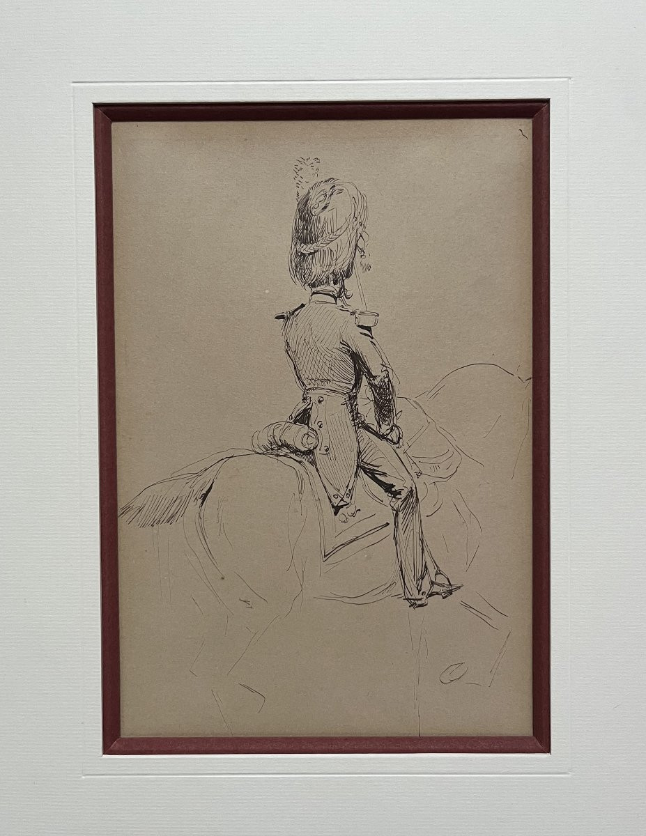 Edouard Detaille (1848 1912) Un Officier De La Gendarmerie Impériale, Dessin-photo-2