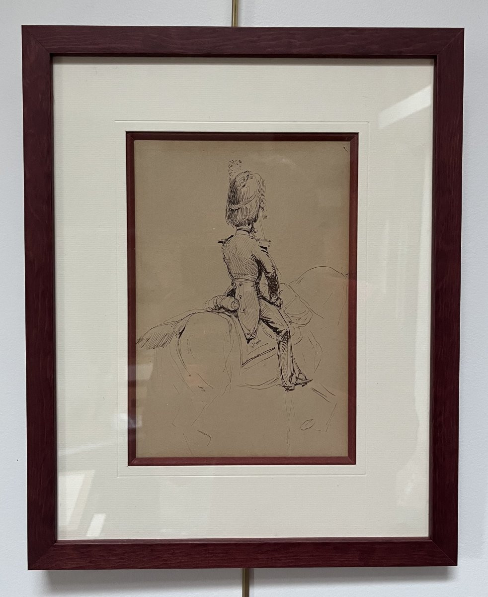 Edouard Detaille (1848 1912) Un Officier De La Gendarmerie Impériale, Dessin-photo-4