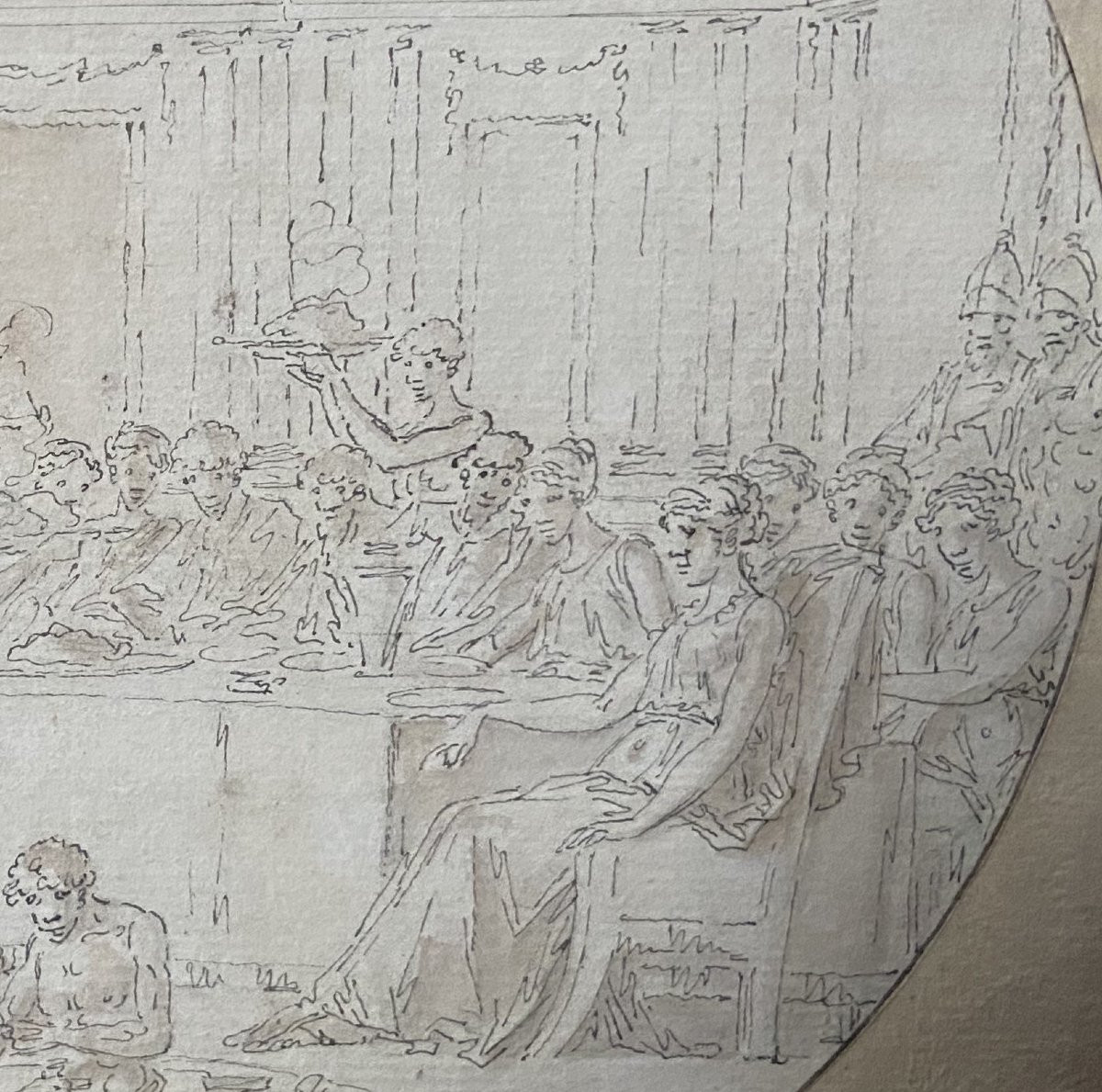 Louis-Félix de La Rue (1730-1777) Scène de banquet, dessin -photo-4