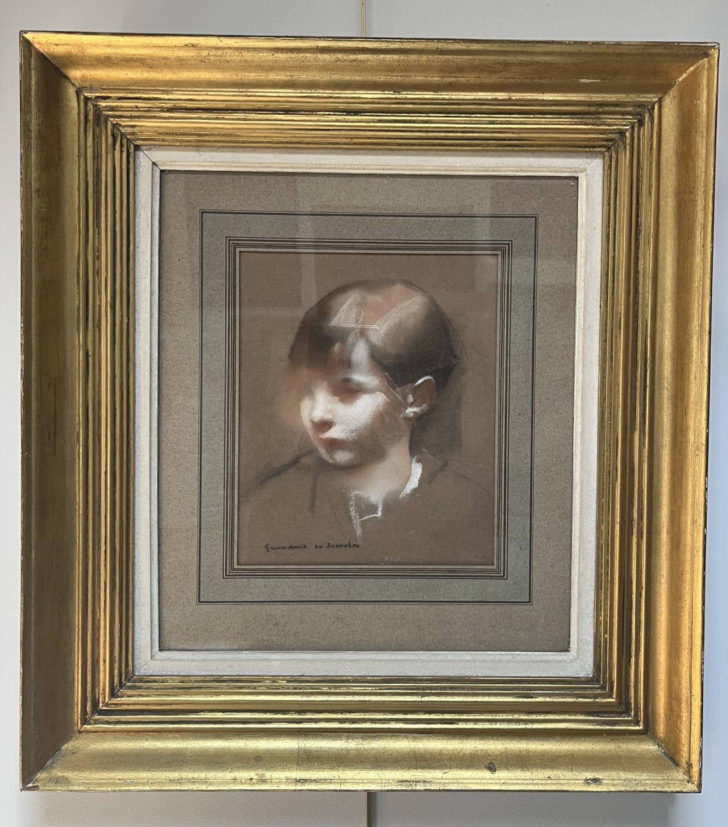Lucien Victor Guirand De Scevola (1871-1950) Portrait Of A Young Boy, Signed Pastel-photo-2