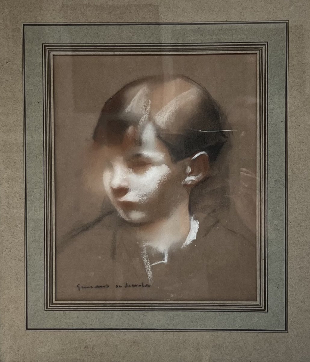 Lucien Victor Guirand De Scevola (1871-1950) Portrait Of A Young Boy, Signed Pastel-photo-3