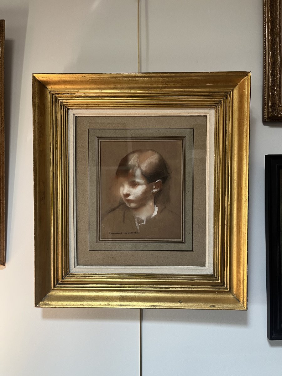 Lucien Victor Guirand De Scevola (1871-1950) Portrait Of A Young Boy, Signed Pastel-photo-5
