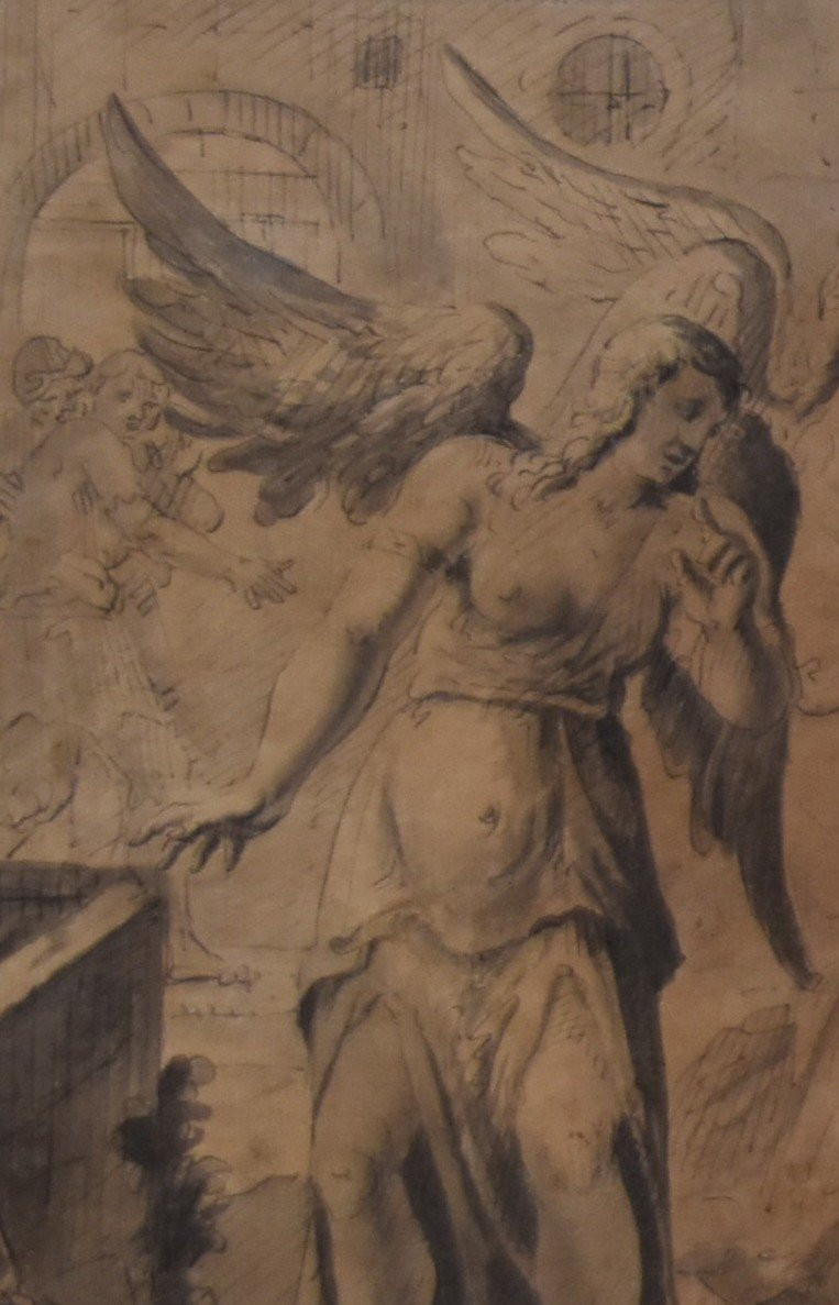 François Boitard (1670-1715) Abraham And The Three Angels, Signed Drawing-photo-4