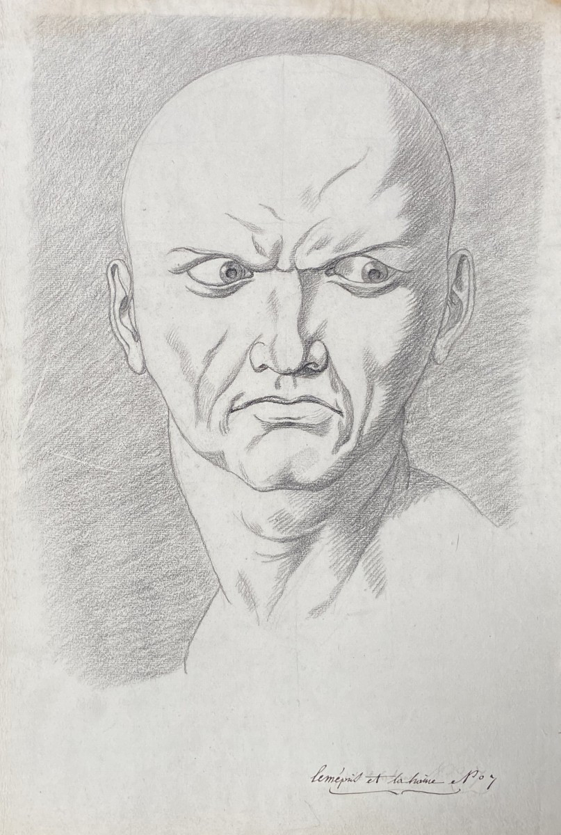 École française du  XVIIIe siècle,  Le Mépris et la Haine, forme d'expression, dessin