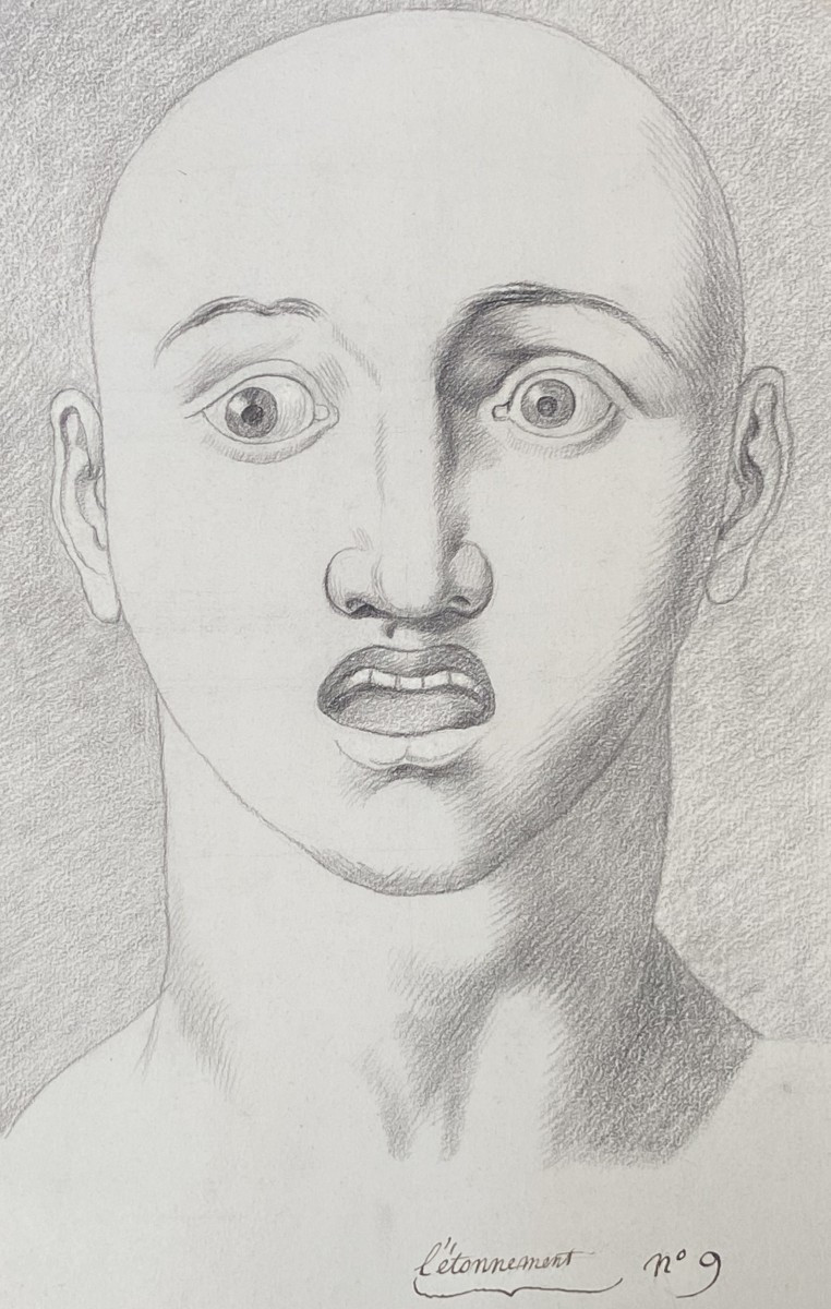 18th Century French School, Astonishment As A Form Of Expression, Drawing-photo-3
