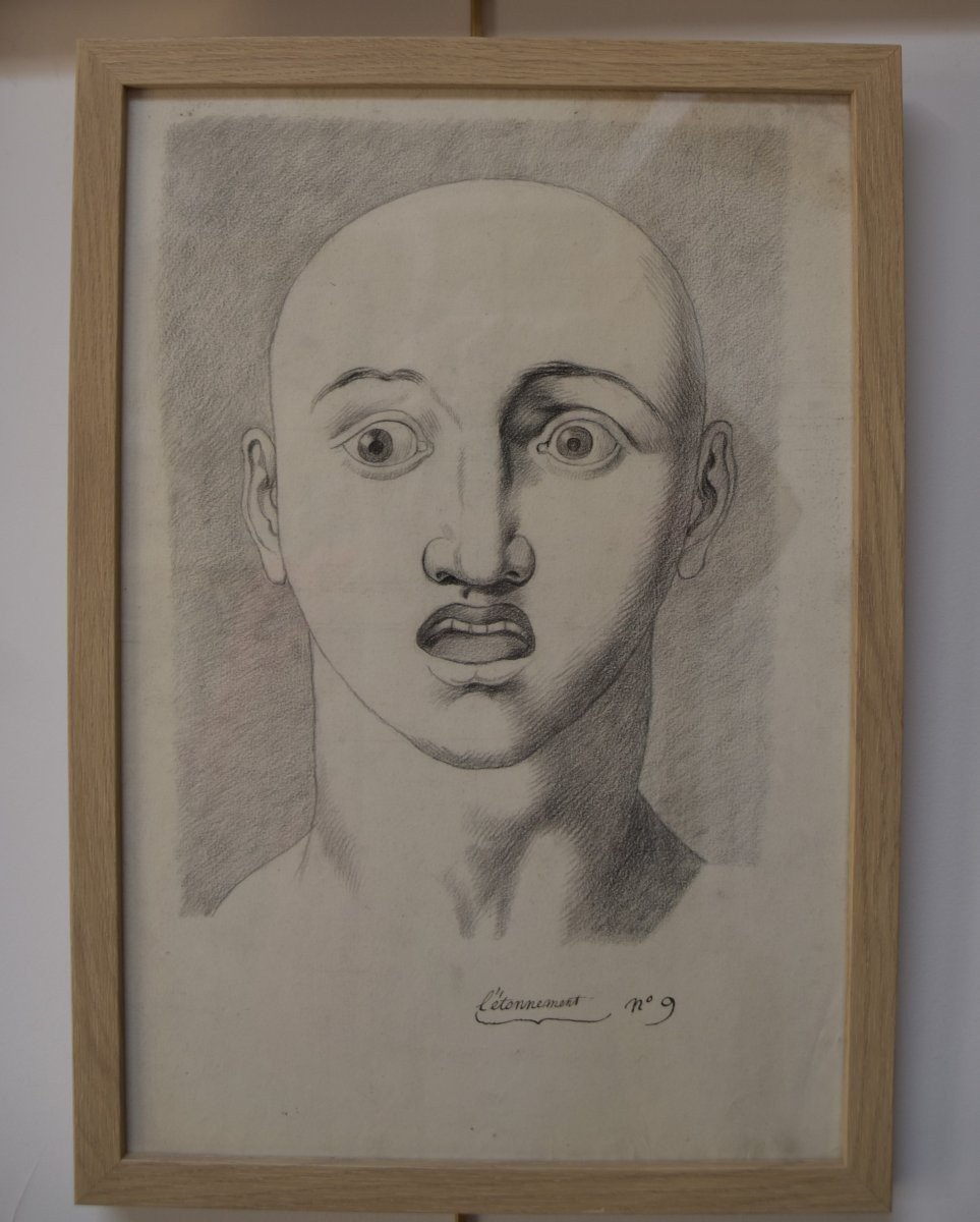 18th Century French School, Astonishment As A Form Of Expression, Drawing-photo-1