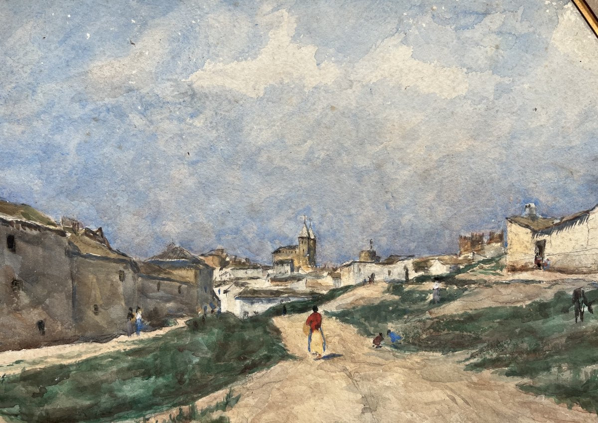 Siebe Johannes Ten Cate (1858-1908) View Of Toledo, 1896, Signed Watercolor-photo-3
