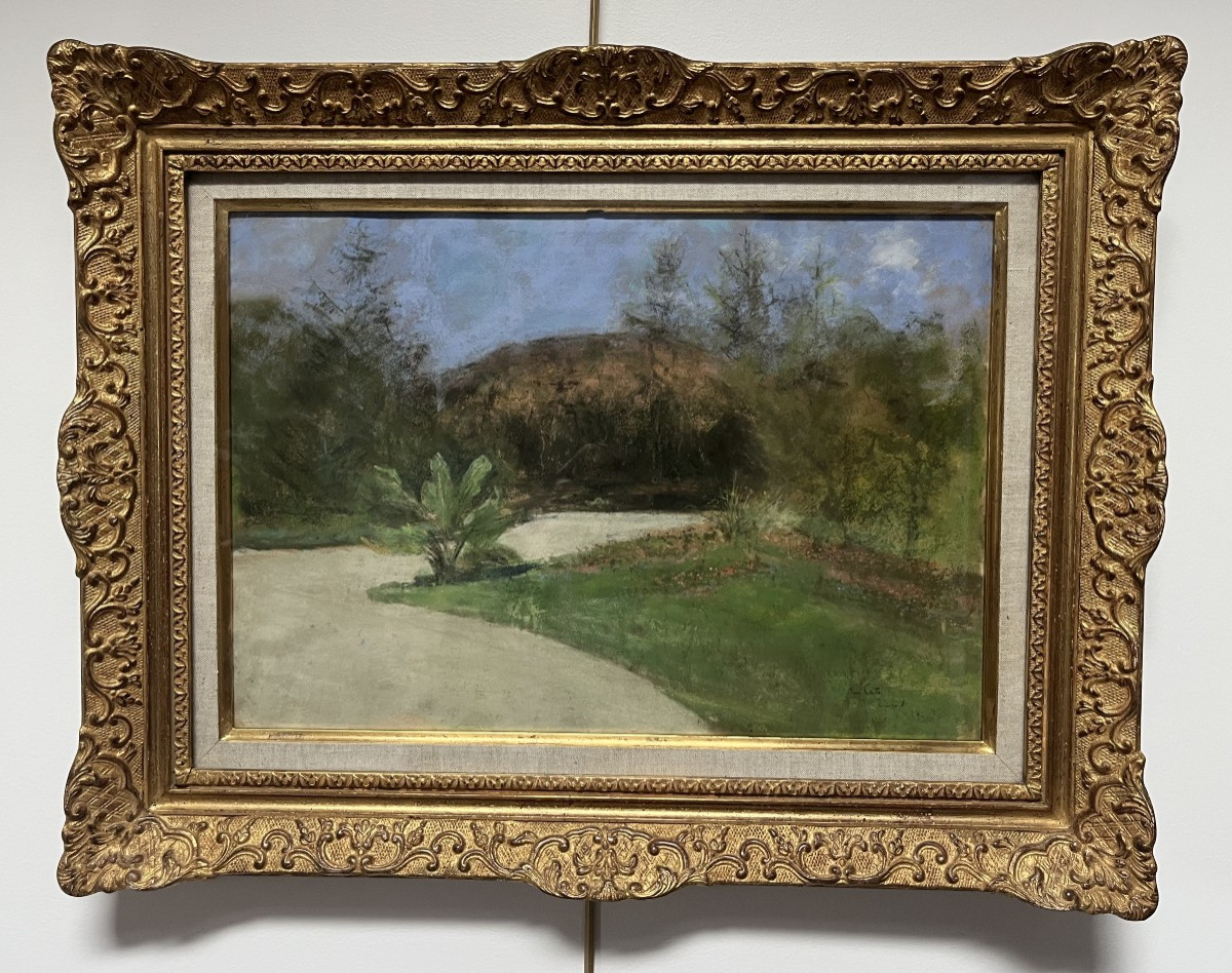  Siebe Johannes Ten Cate (1858-1908) A Garden In Zurich, 1898, Signed Pastel-photo-2