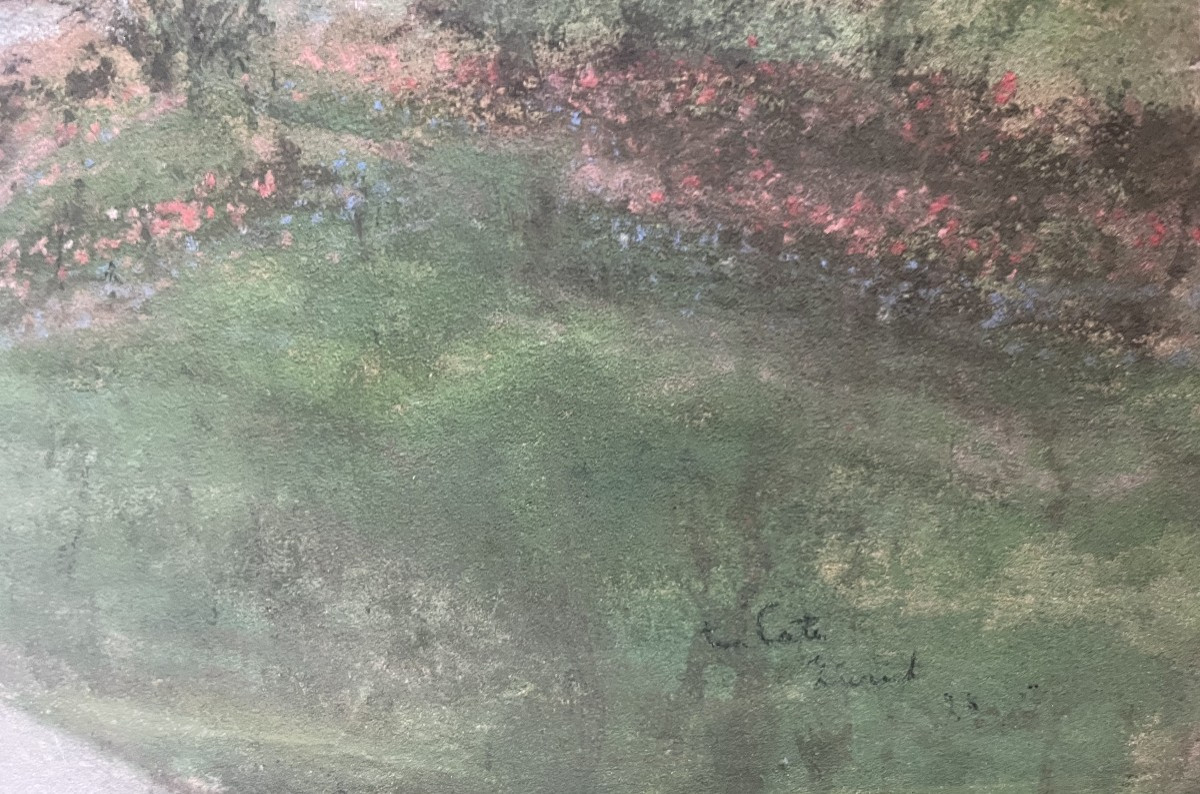  Siebe Johannes Ten Cate (1858-1908) A Garden In Zurich, 1898, Signed Pastel-photo-3