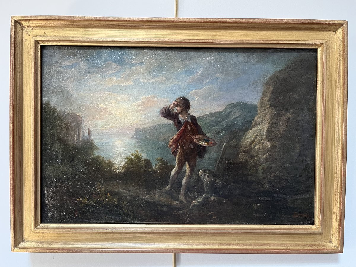 Romantic School Of The 19th Century, The Painter's Inspiration, Oil On Canvas-photo-4