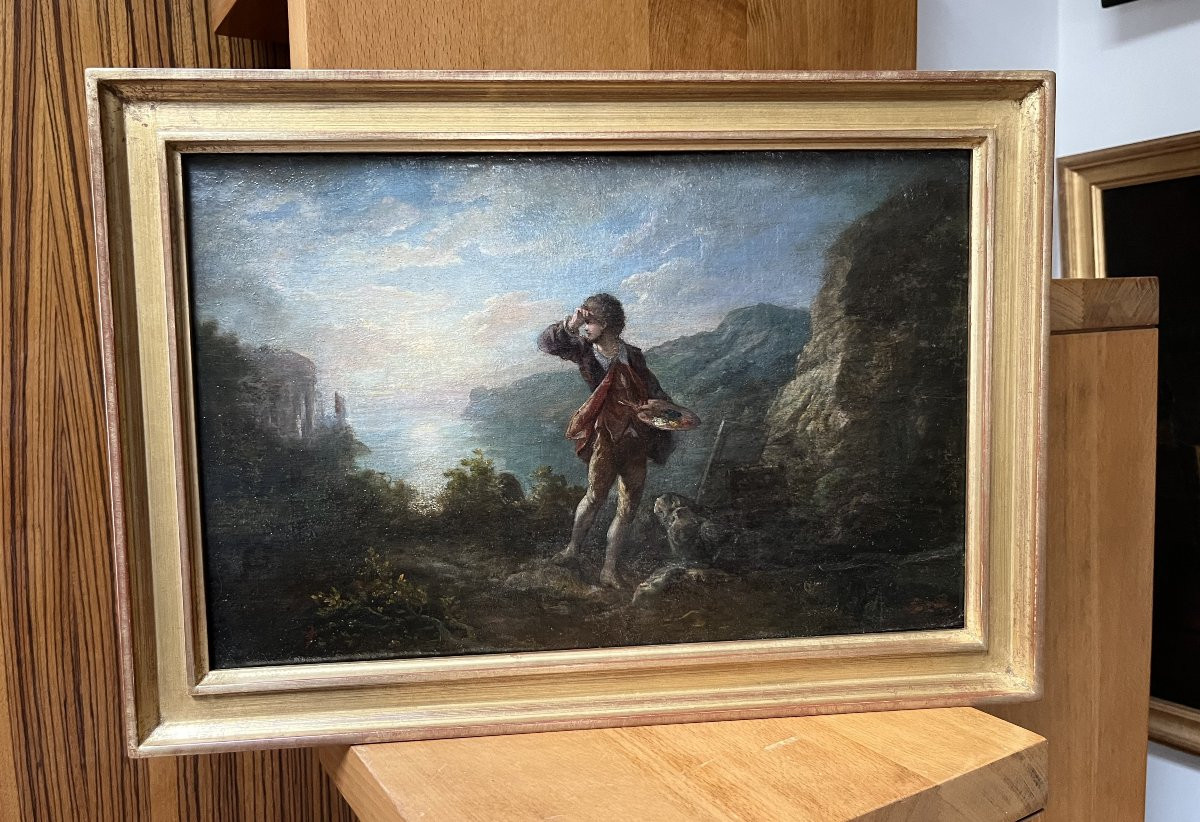 Romantic School Of The 19th Century, The Painter's Inspiration, Oil On Canvas-photo-6