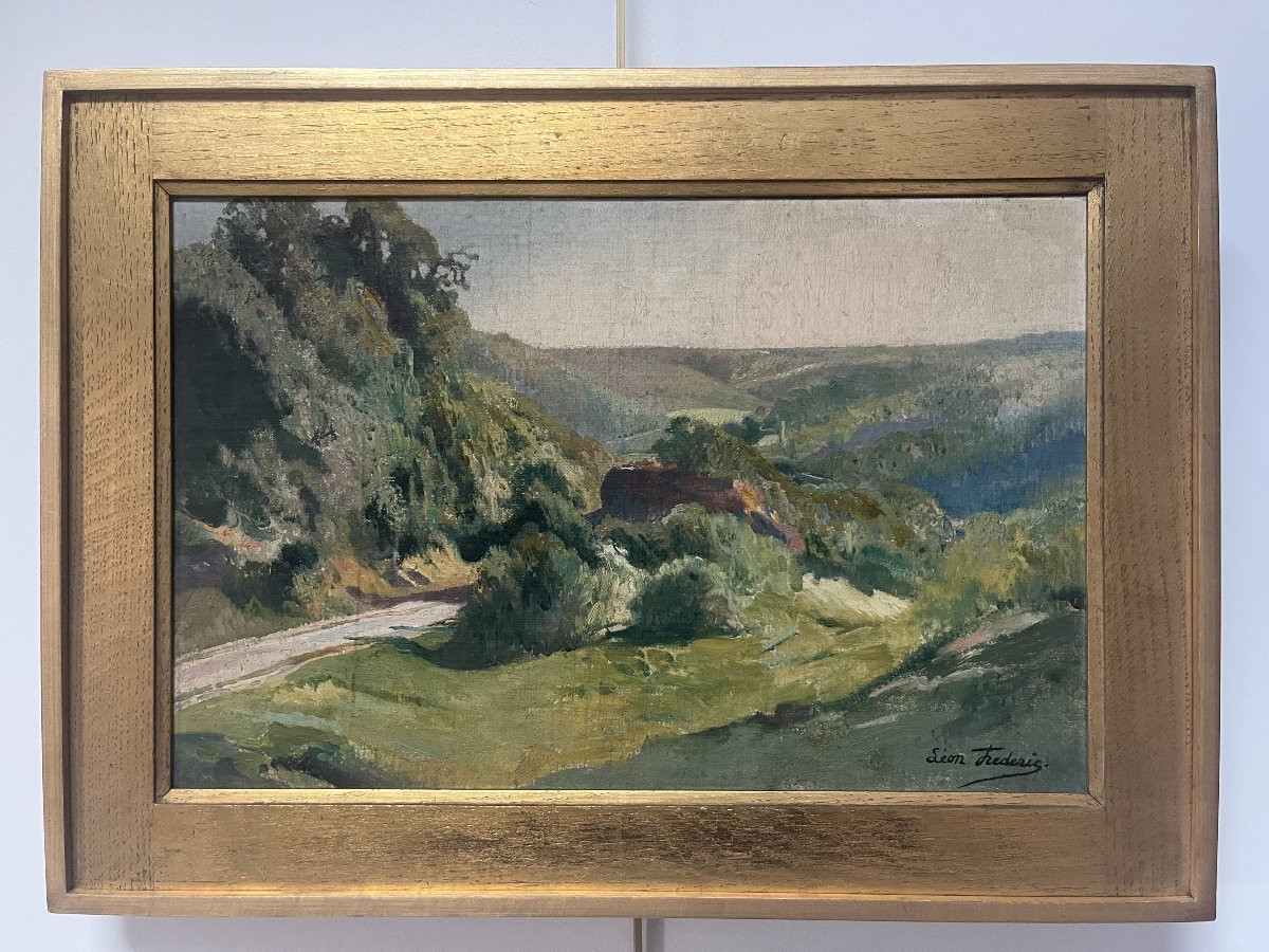 Léon Frédéric (1856-1940) A Summer Landscape, Oil On Canvas Signed-photo-2