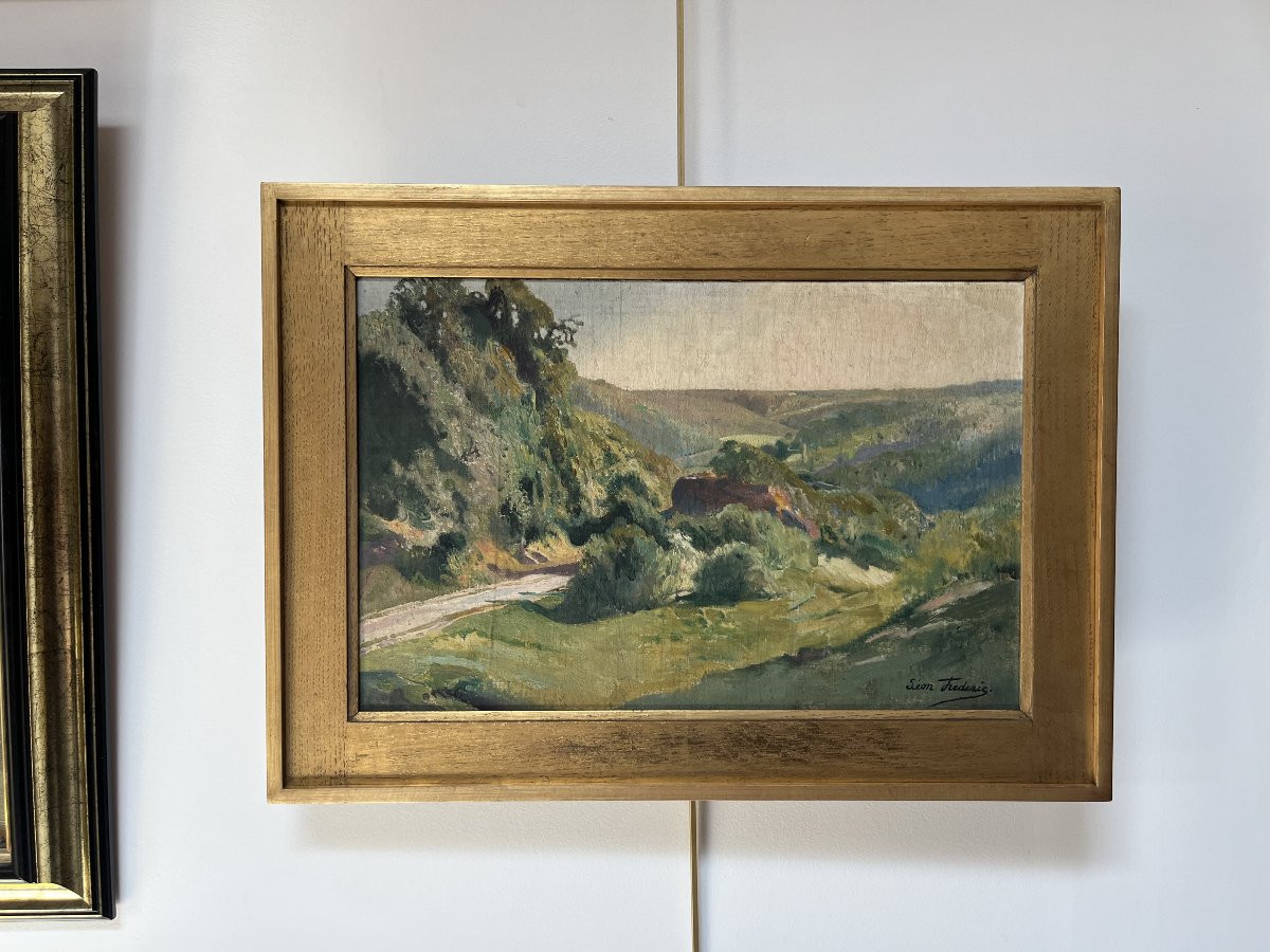 Léon Frédéric (1856-1940) A Summer Landscape, Oil On Canvas Signed-photo-2