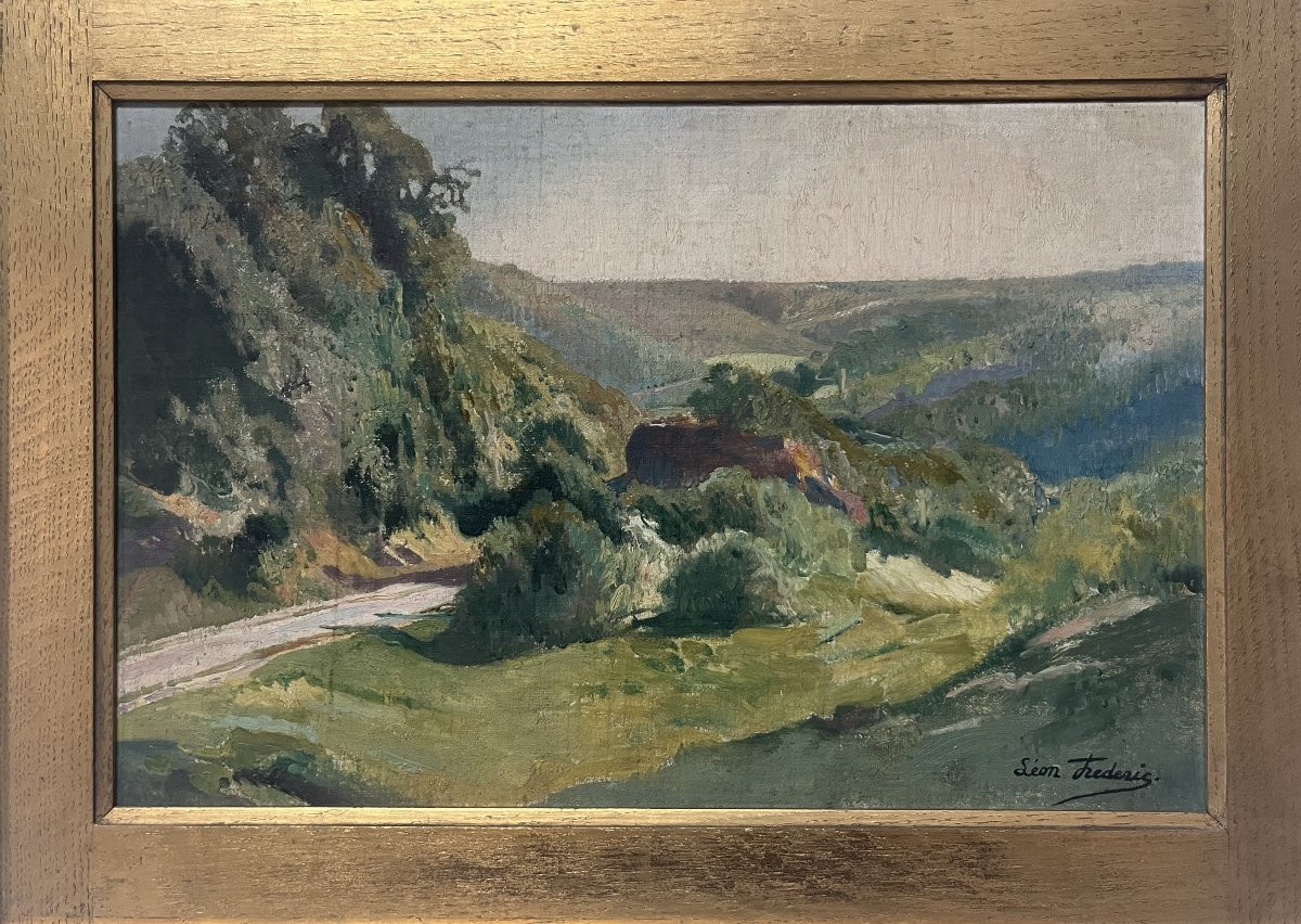 Léon Frédéric (1856-1940) A Summer Landscape, Oil On Canvas Signed-photo-5