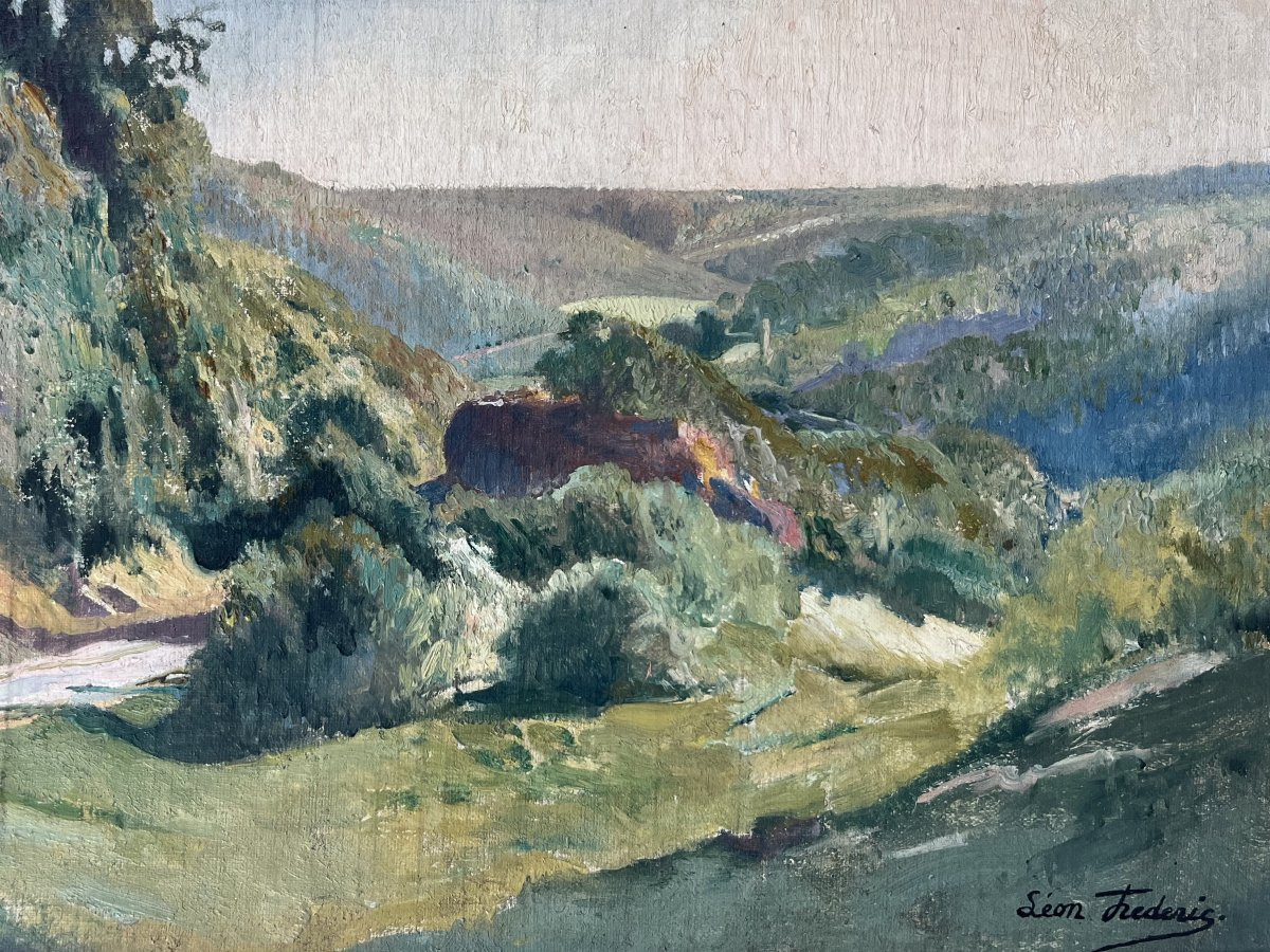 Léon Frédéric (1856-1940) A Summer Landscape, Oil On Canvas Signed-photo-8