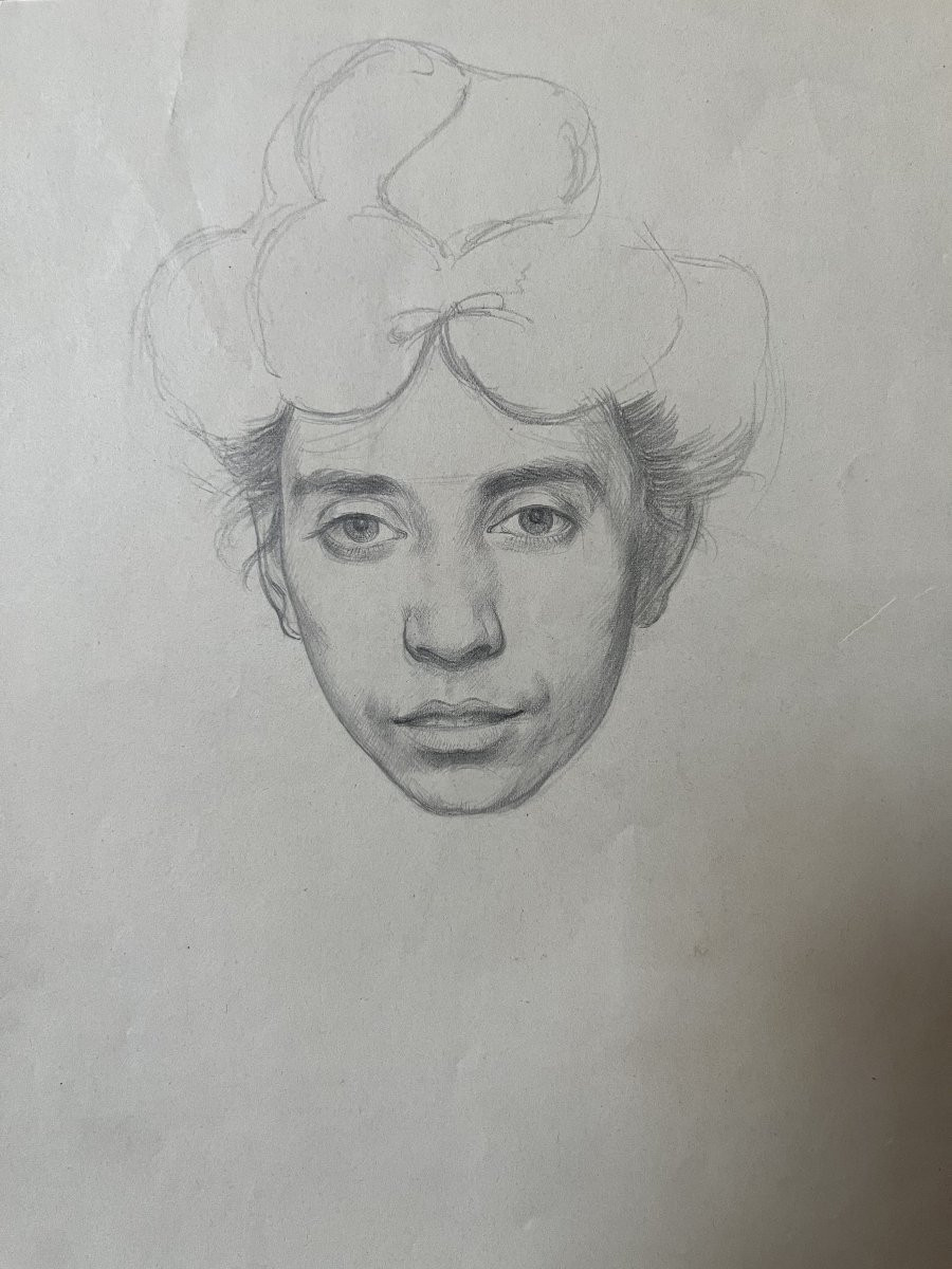 André Eugène Costilhes (1865-1940) Portrait d'une jeune femme, dessin-photo-3