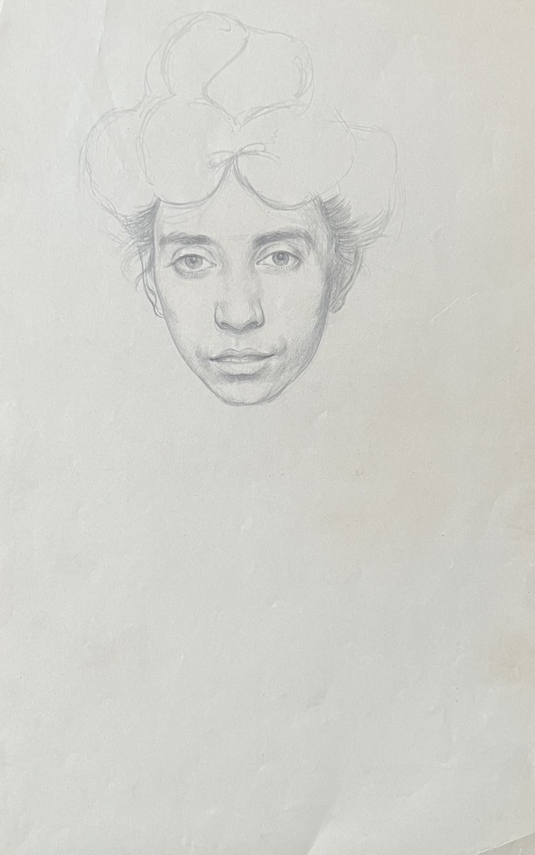 André Eugène Costilhes (1865-1940) Portrait d'une jeune femme, dessin