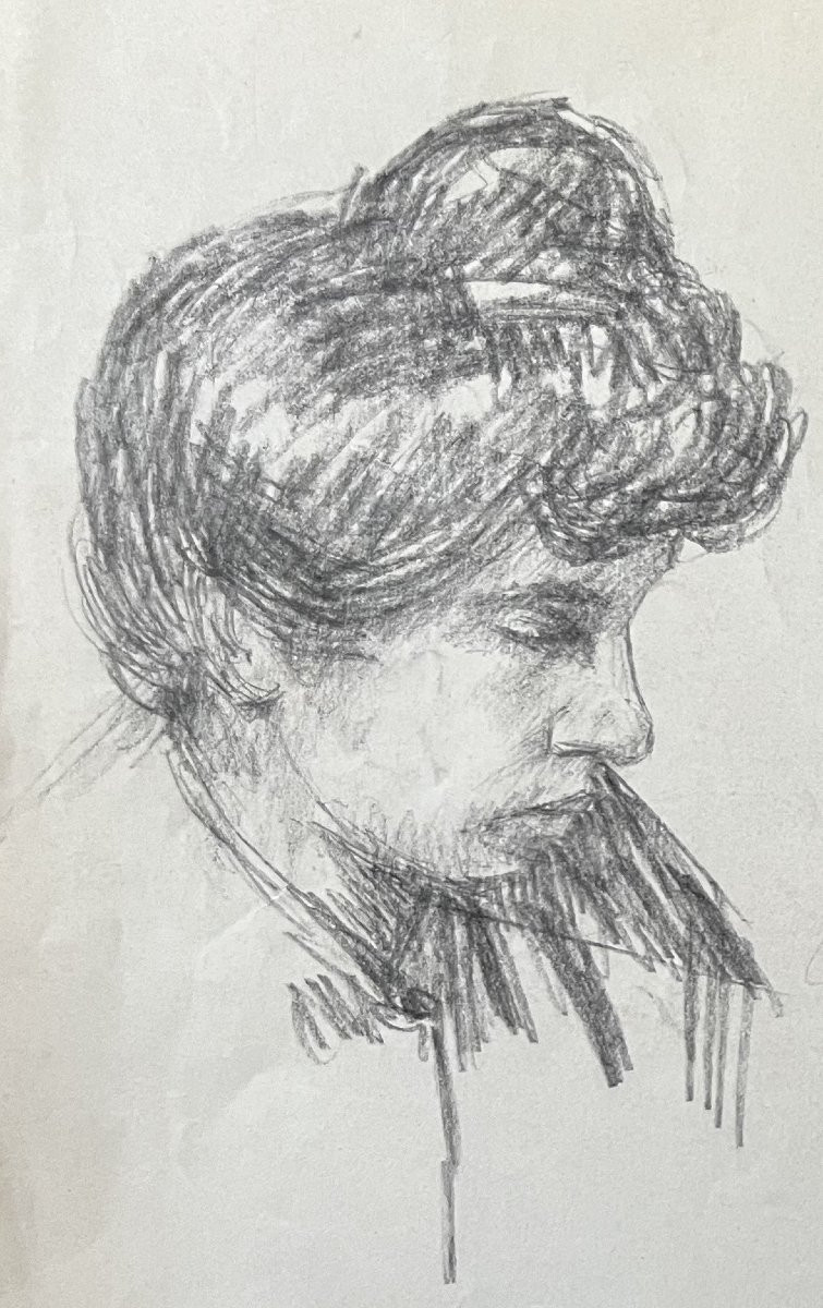 André Eugène Costilhes (1865-1940) Two Studies Of Women, Drawing-photo-1