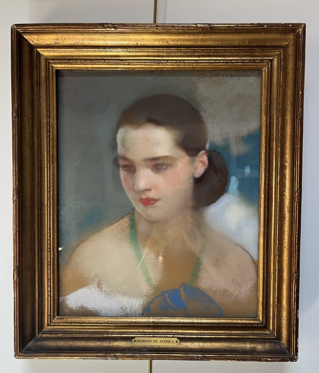 Lucien Victor Guirand De Scevola (1871-1950) Portrait Of A Lady, Signed Pastel-photo-4
