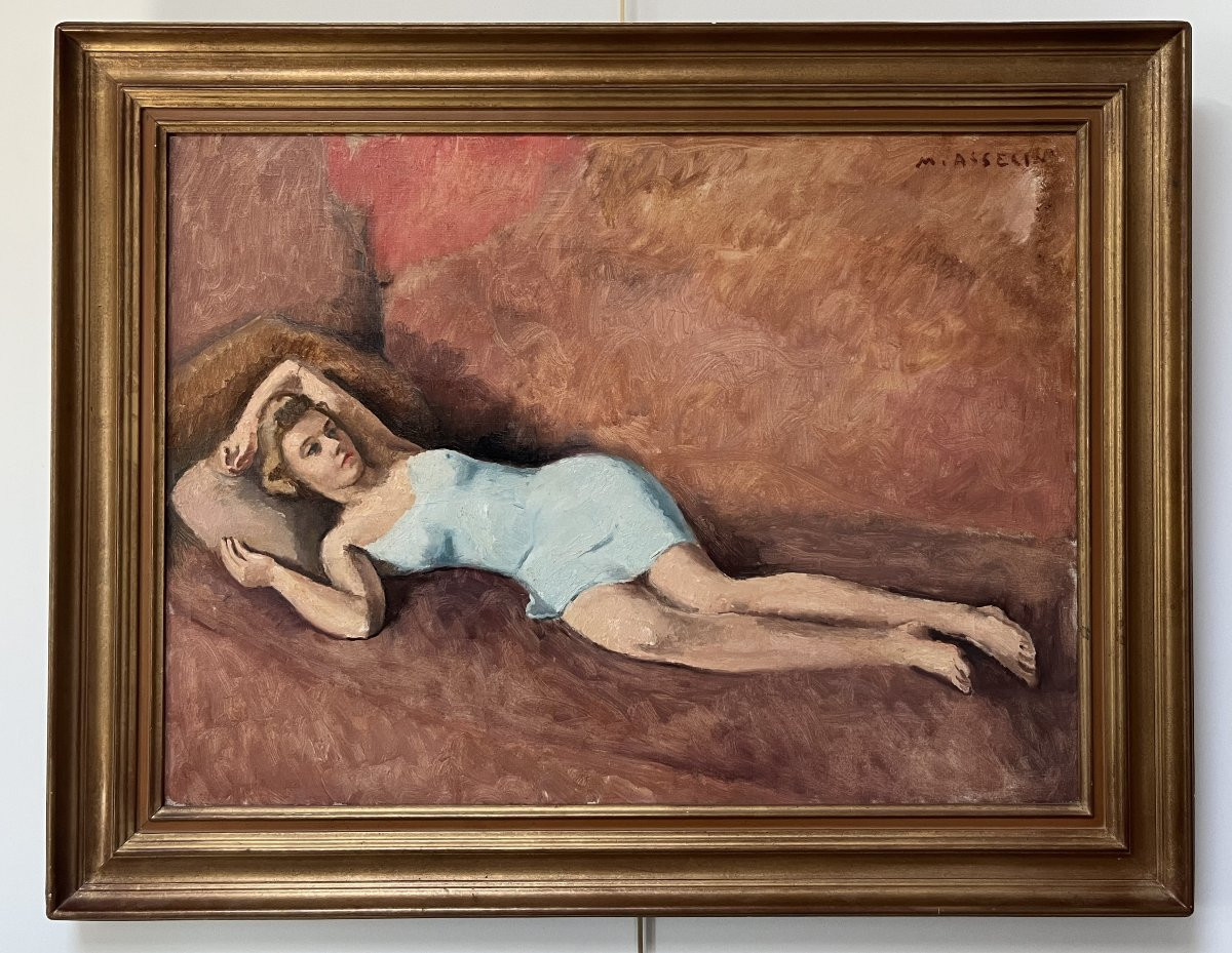  Maurice Asselin (1882-1947) A Reclining Young Woman, Oil On Canvas Signed-photo-2