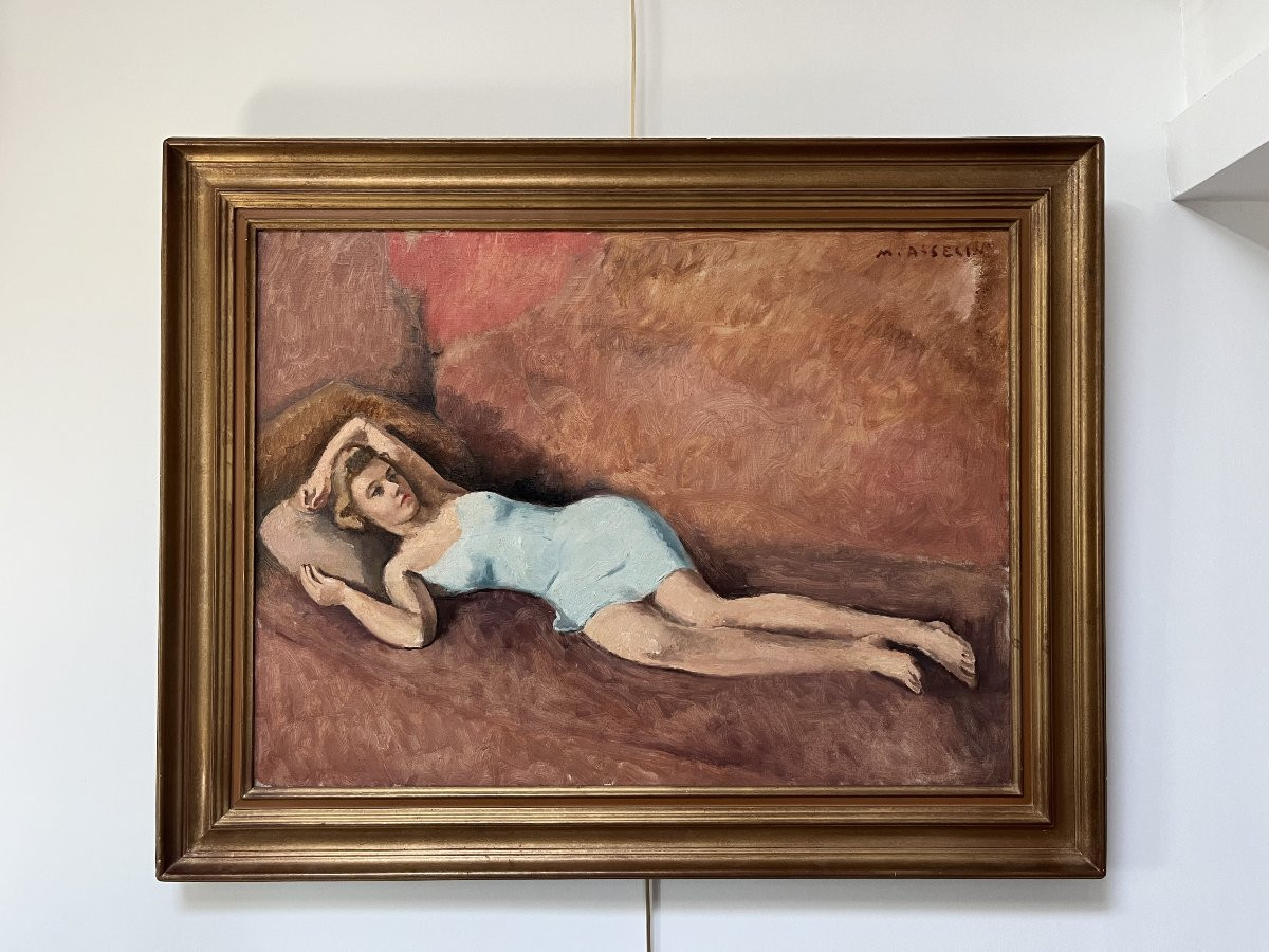  Maurice Asselin (1882-1947) A Reclining Young Woman, Oil On Canvas Signed-photo-4