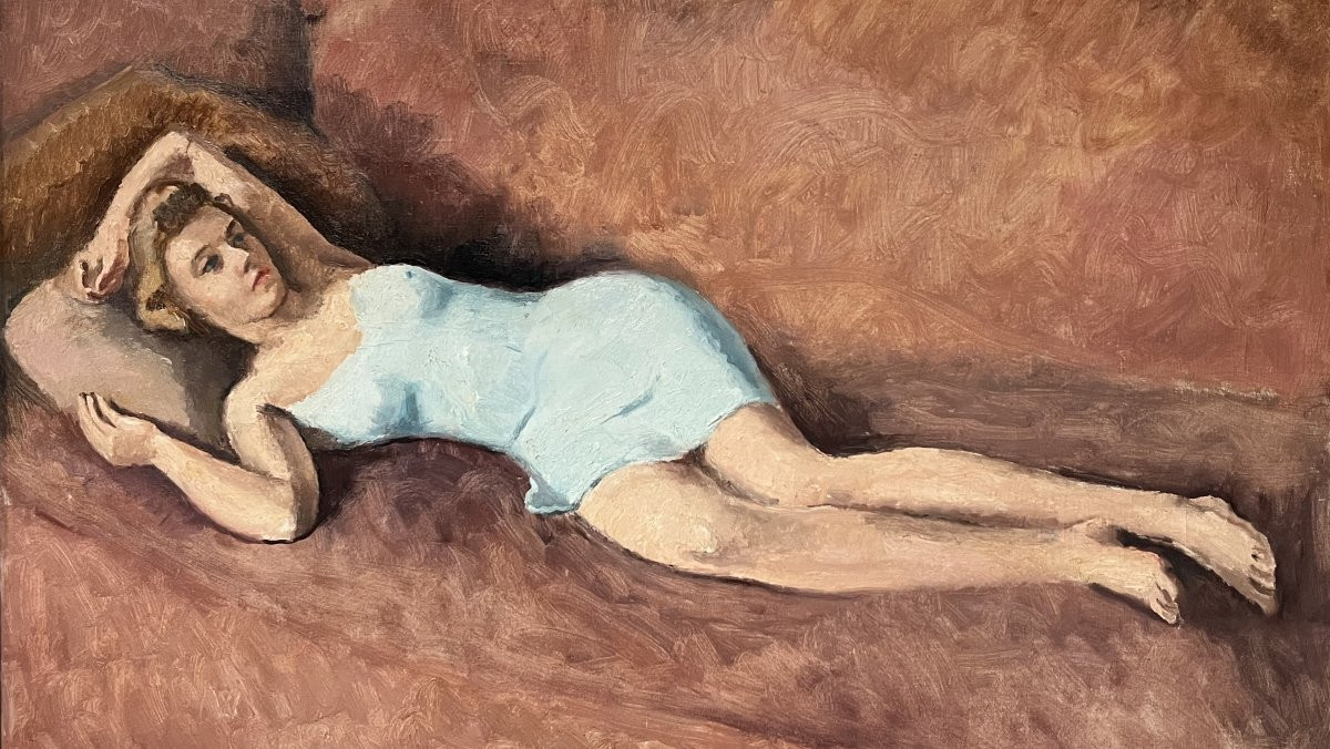  Maurice Asselin (1882-1947) A Reclining Young Woman, Oil On Canvas Signed-photo-1