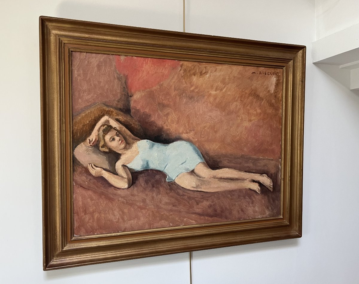  Maurice Asselin (1882-1947) A Reclining Young Woman, Oil On Canvas Signed-photo-6
