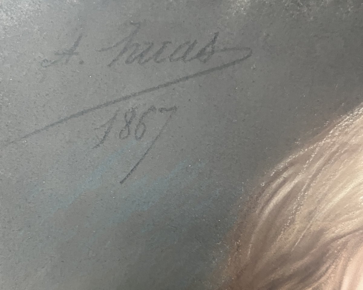 Pierre-Adolphe Huas (1838-1900)  Jeune Napolitain, 1867, pastel signé et daté -photo-4