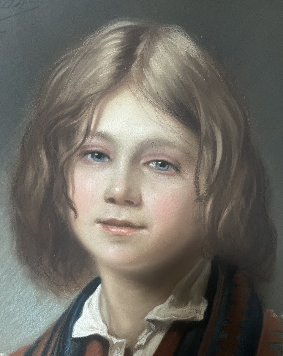 Pierre-Adolphe Huas (1838-1900)  Jeune Napolitain, 1867, pastel signé et daté -photo-1