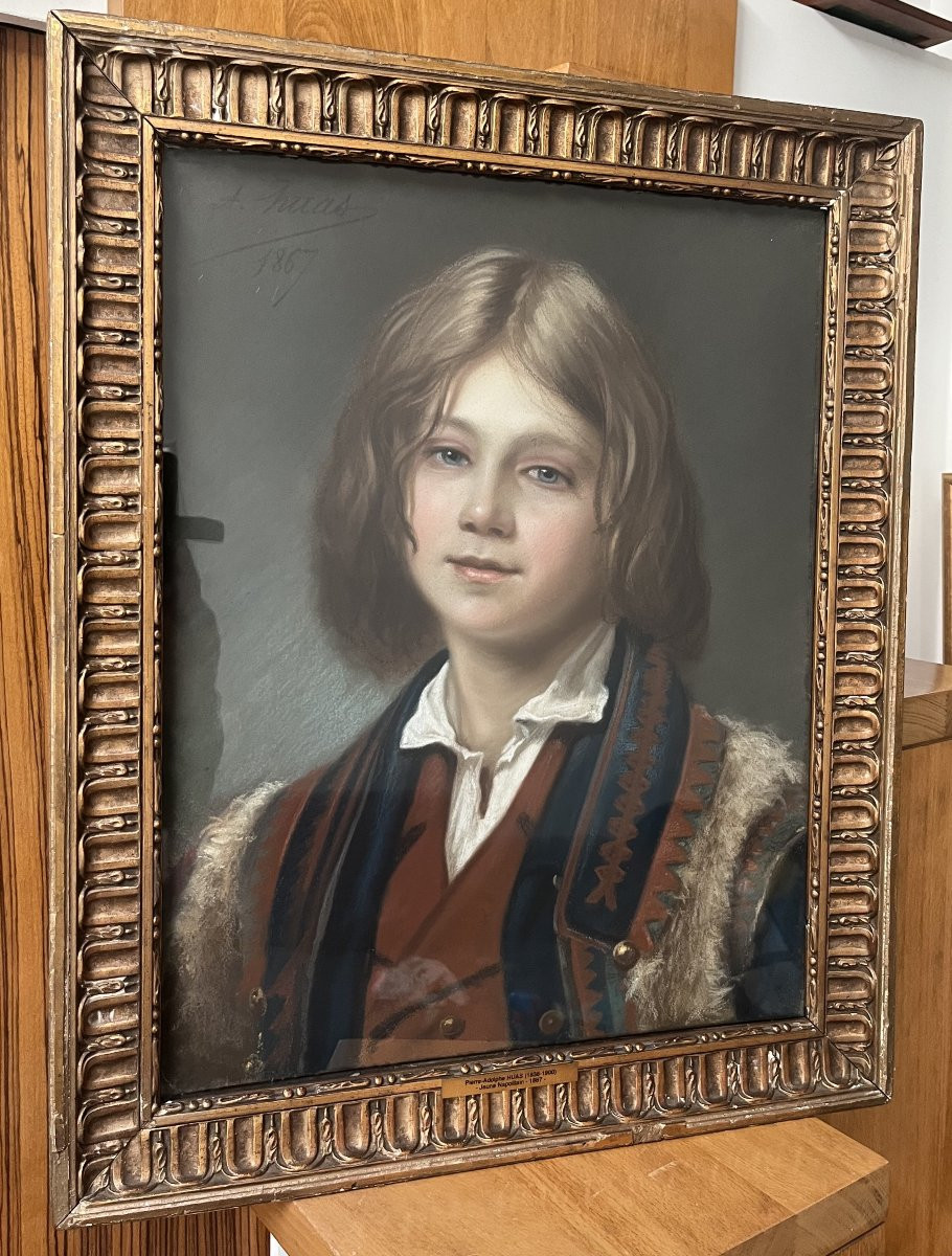 Pierre-Adolphe Huas (1838-1900)  Jeune Napolitain, 1867, pastel signé et daté -photo-5