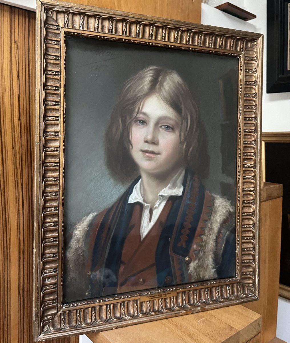Pierre-Adolphe Huas (1838-1900)  Jeune Napolitain, 1867, pastel signé et daté -photo-6