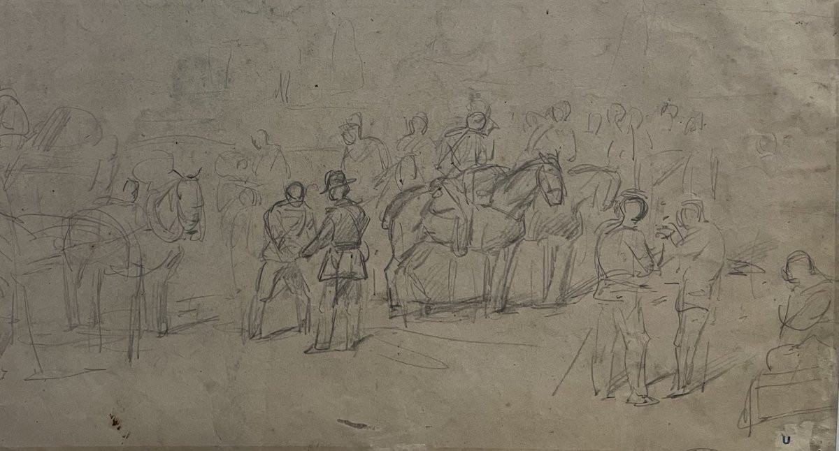 Auguste Gardanne (1840-1890)  Soldats au repos, Guerre de 1870, aquarelle-photo-4