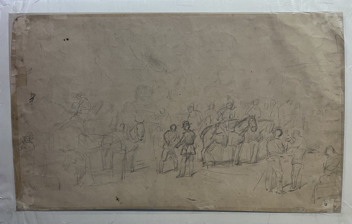 Auguste Gardanne (1840-1890)  Soldats au repos, Guerre de 1870, aquarelle-photo-1