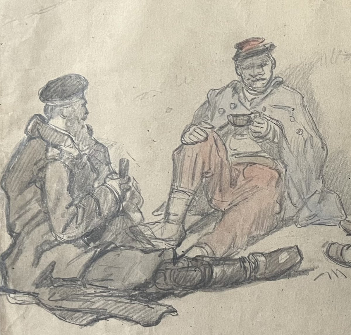 Auguste Gardanne (1840-1890)  Soldats au repos, Guerre de 1870, aquarelle-photo-4