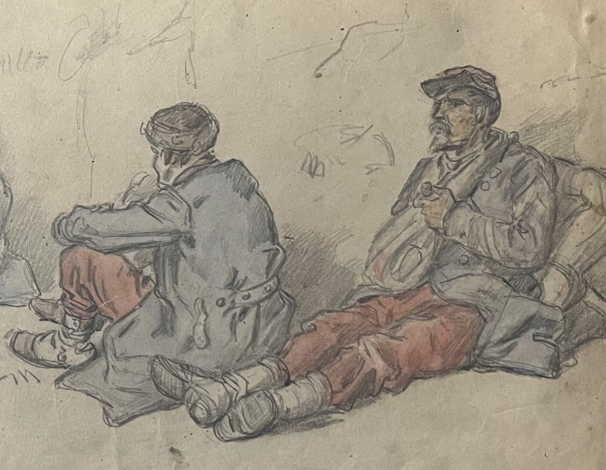 Auguste Gardanne (1840-1890)  Soldats au repos, Guerre de 1870, aquarelle-photo-5