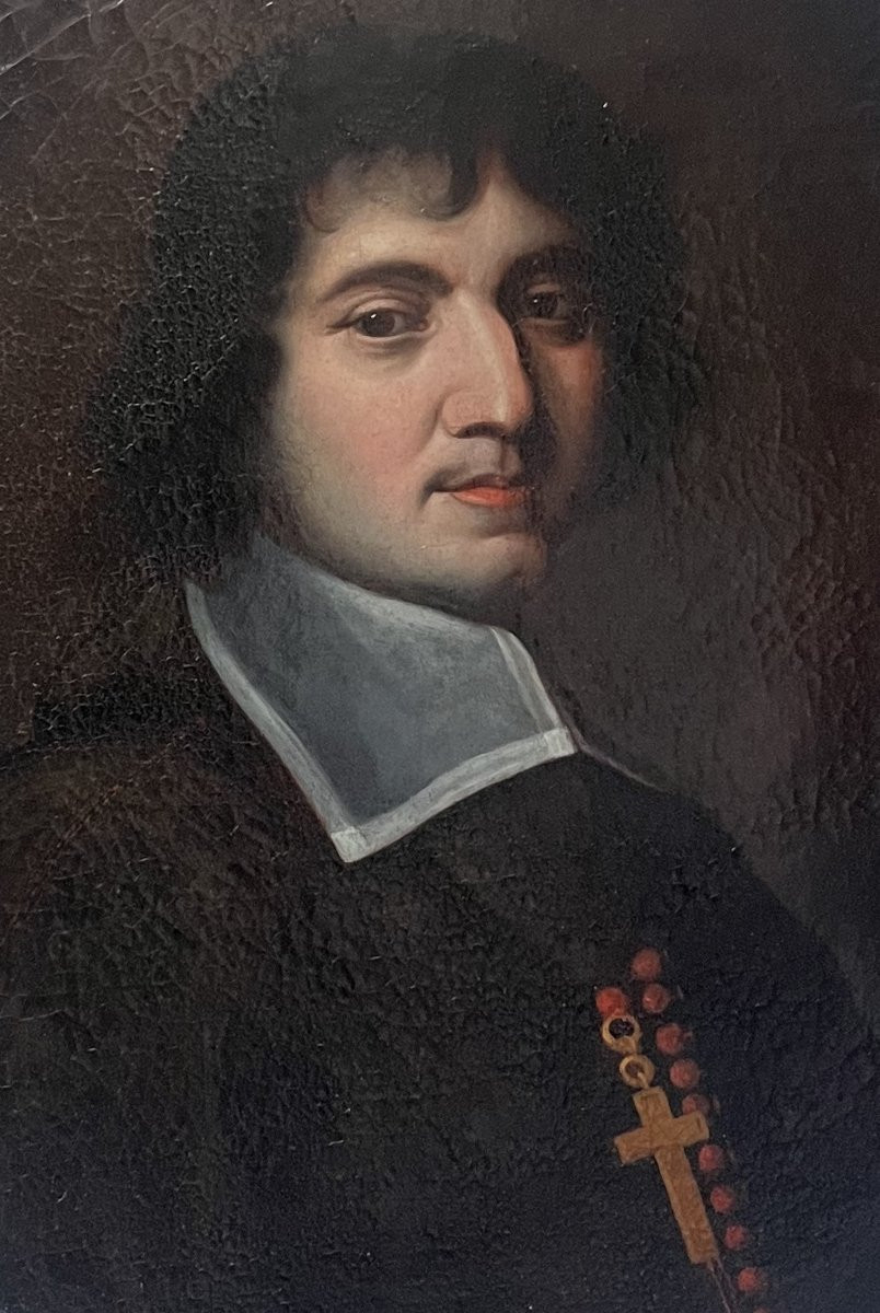 French School Of The Early 18th Century, Portrait Of A Clergyman, Oil On Oval Canvas-photo-3