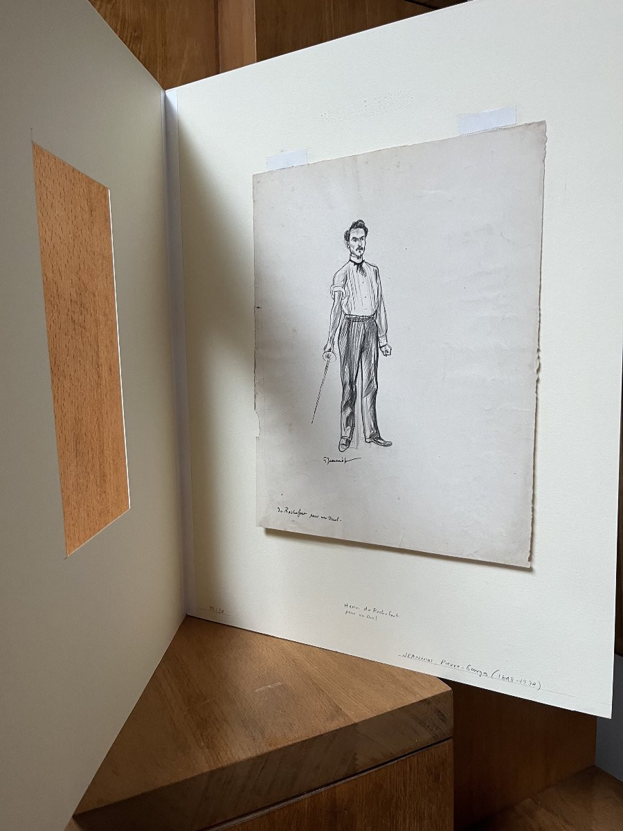 Pierre-Georges Jeanniot (1848-1934) Henri Rochefort prêt pour un duel, dessin signé et titré-photo-4