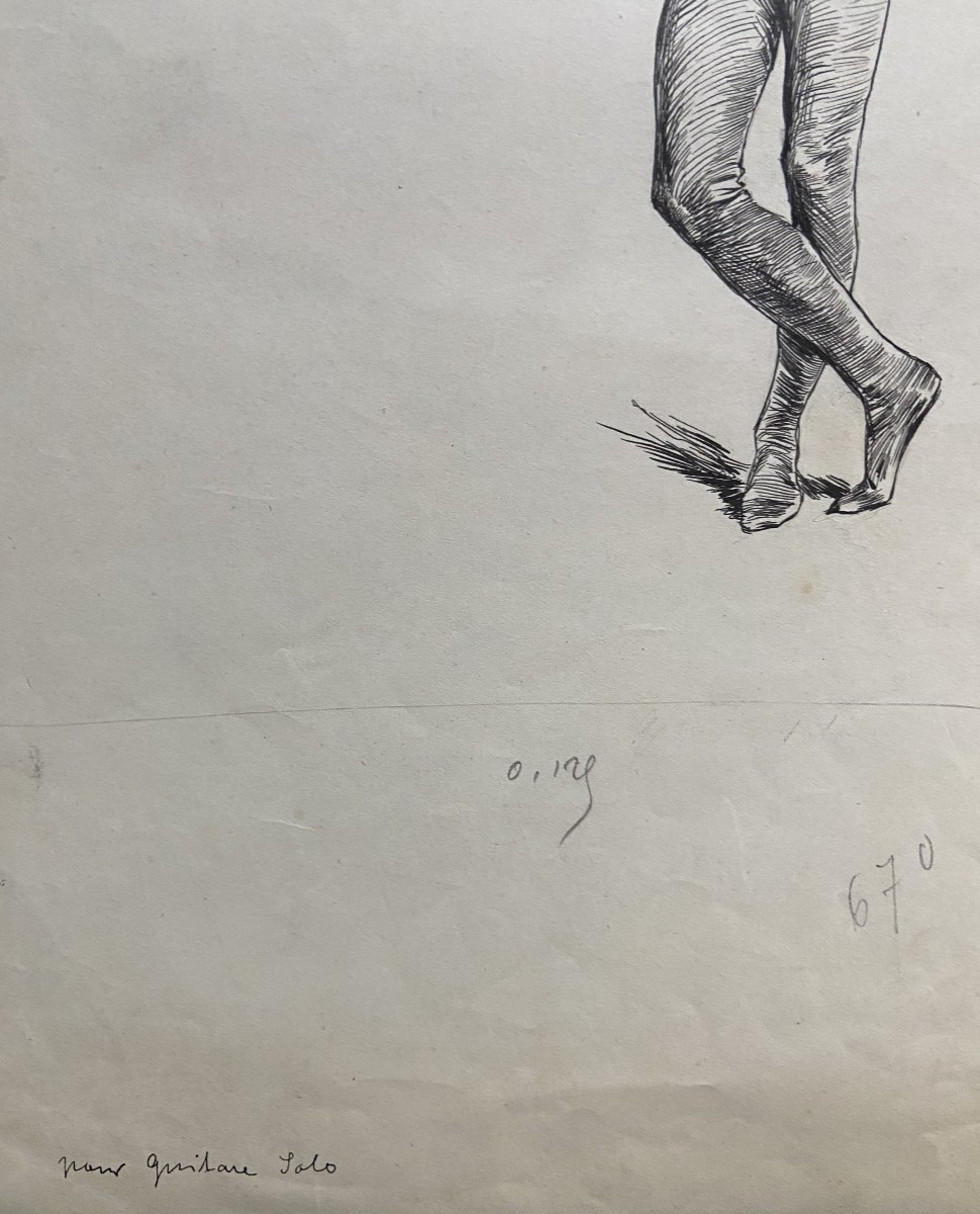 Felician Myrbach (1853-1940) For Solo Guitar, Pen Drawing-photo-4