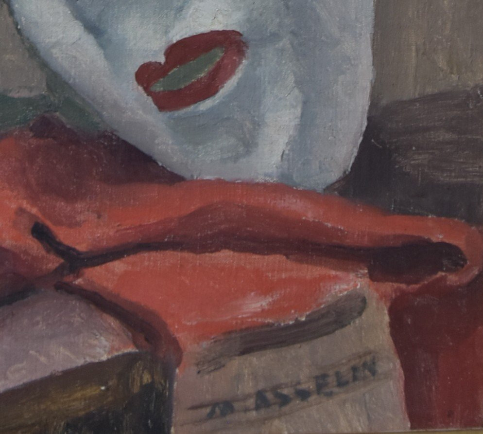 Maurice Asselin (1882-1947) The White Mask, Oil On Canvas, Signed-photo-1