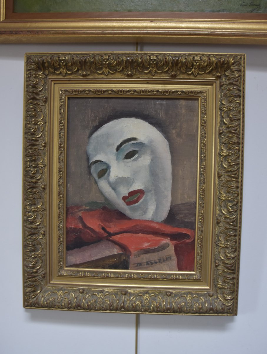 Maurice Asselin (1882-1947) The White Mask, Oil On Canvas, Signed-photo-2