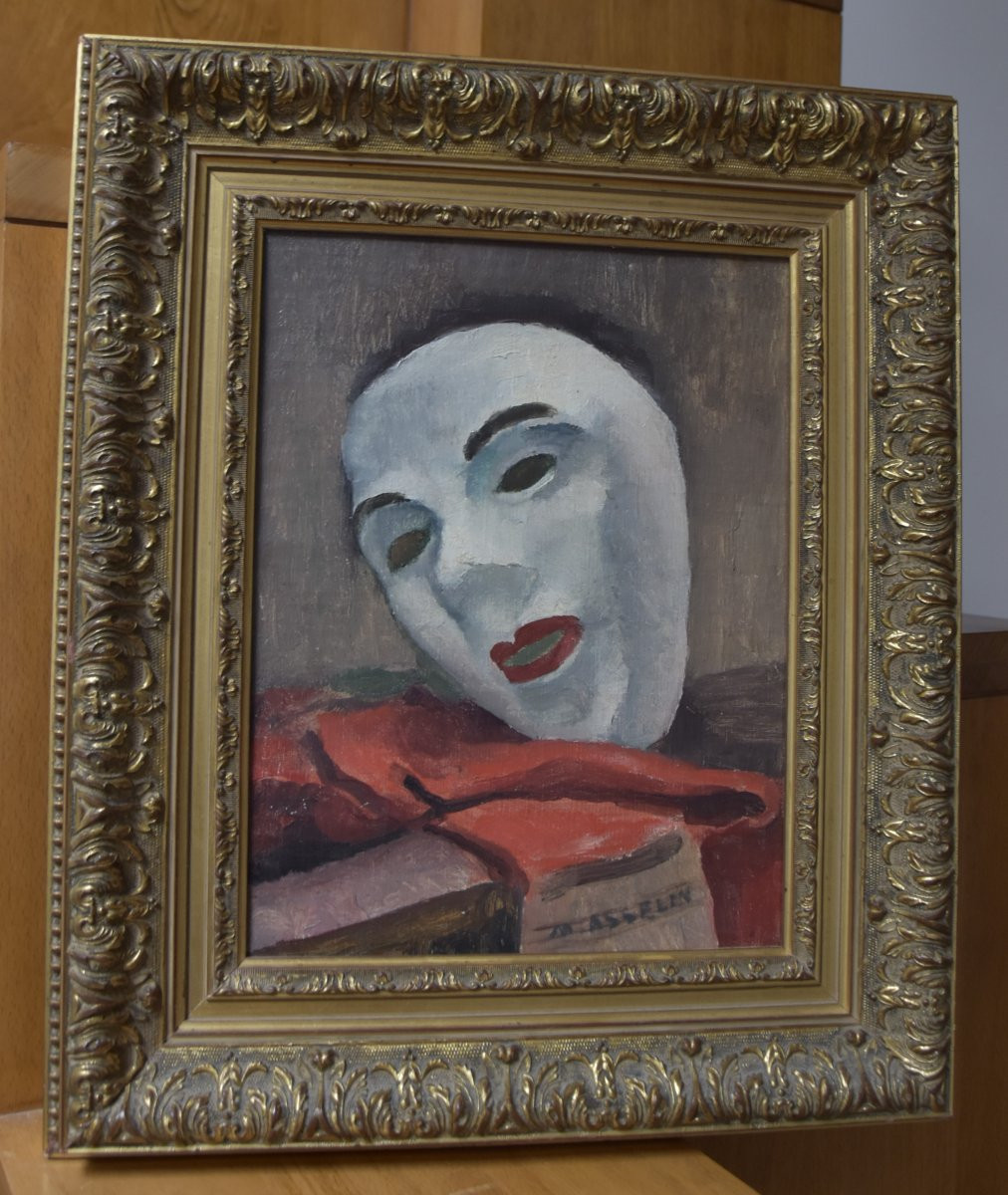 Maurice Asselin (1882-1947) The White Mask, Oil On Canvas, Signed-photo-3