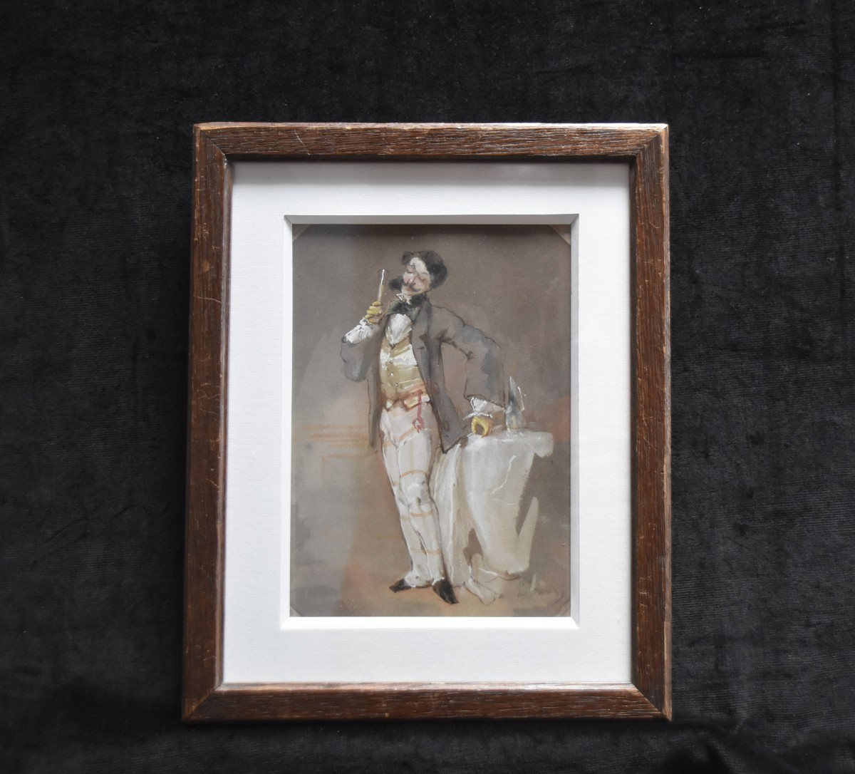 Ecole française du XIX° siècle, Un Dandy, aquarelle-photo-3