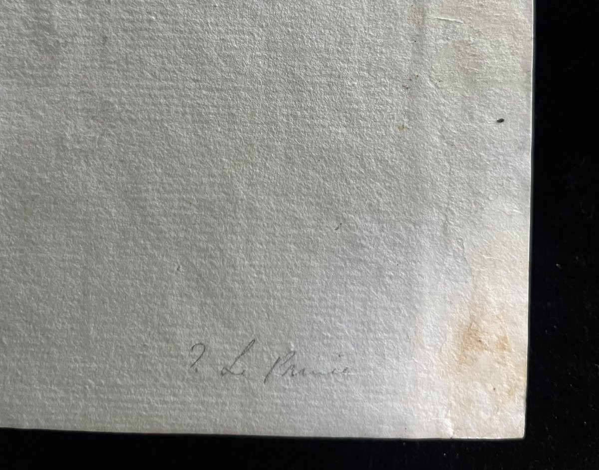 École française du XVIIIe siècle,  Intérieur d'une grange, dessin-photo-1