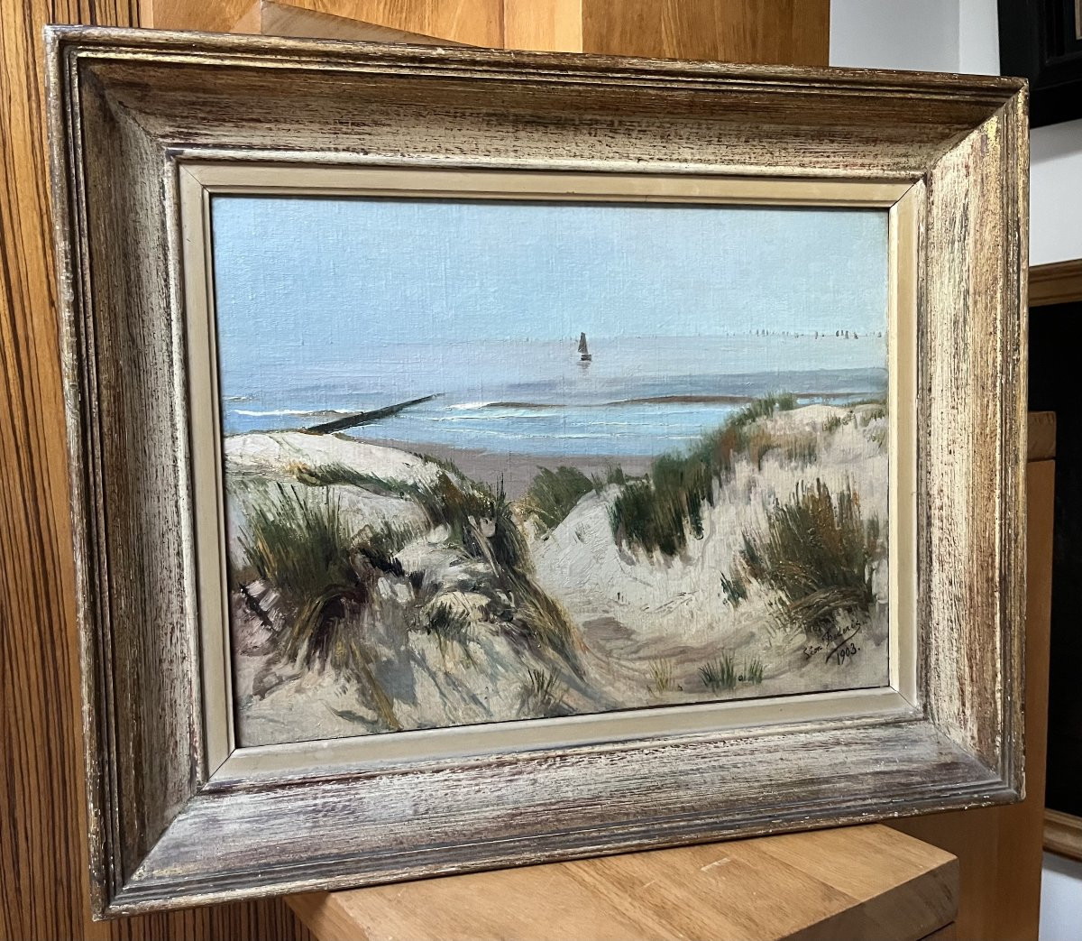 Léon Frédéric (1856-1940) Dune Landscape, Oil On Canvas, Signed-photo-3