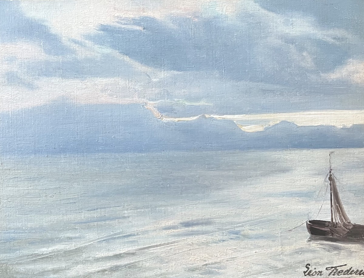 Léon Frédéric (1856-1940)  Paysage marin, Heyst, huile sur toile signée